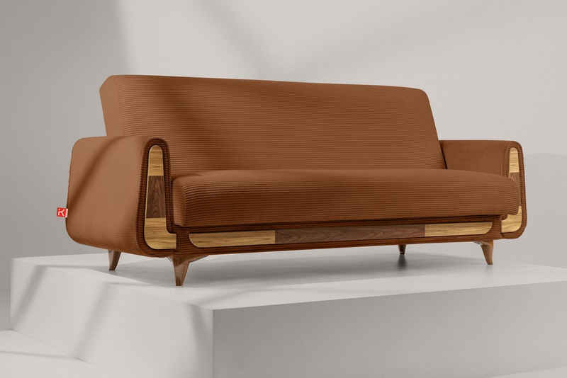 Konsimo 3-Sitzer GUSTAVO II Sofa 3-Personen, hergestellt in der EU, in Pet Friendly Cord-Stoff, mit Schlaffunktion