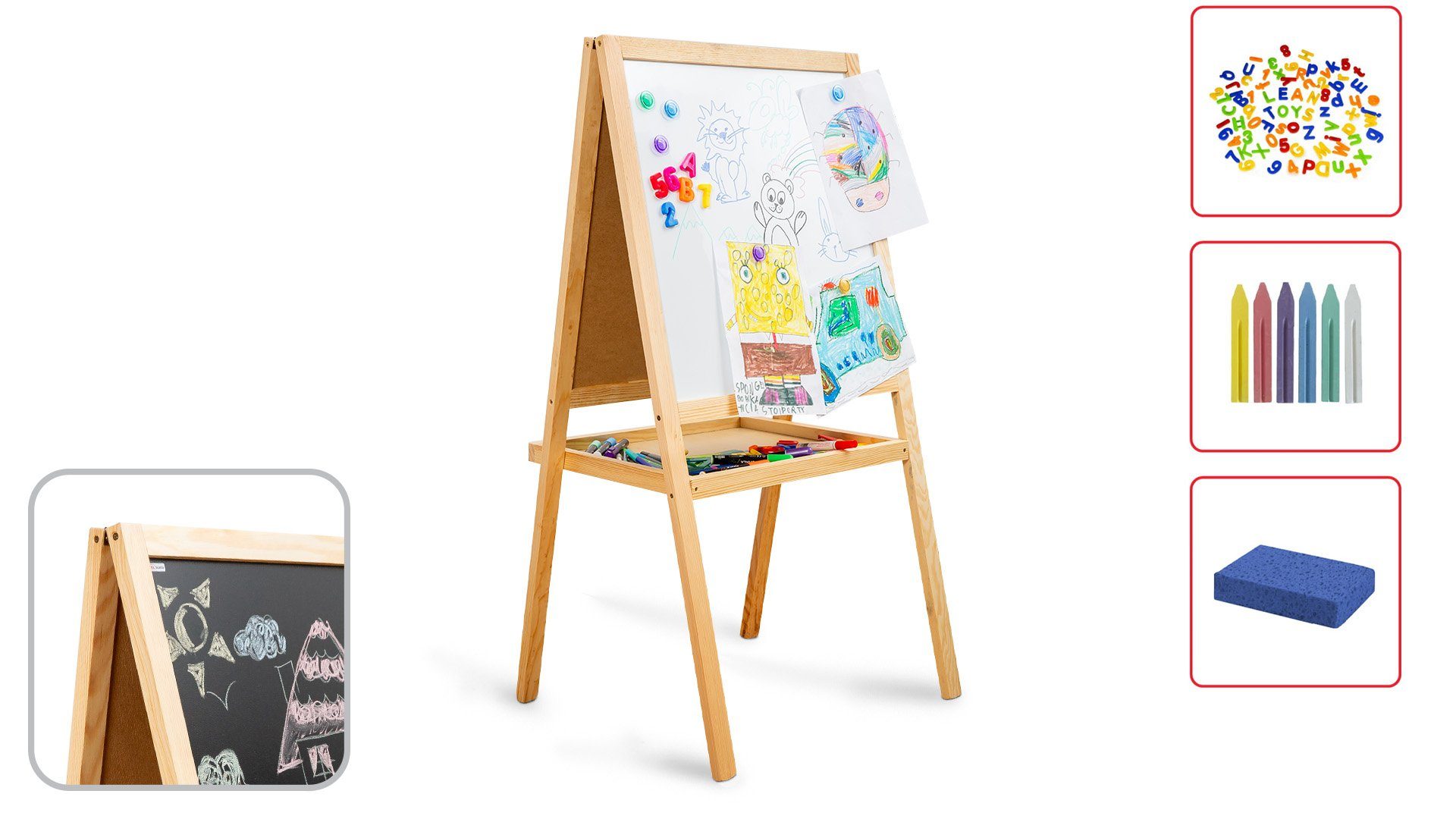 ALLboards Standtafel Kindertafel Staffelei Doppelseitige Whiteboard Kreide 120cm