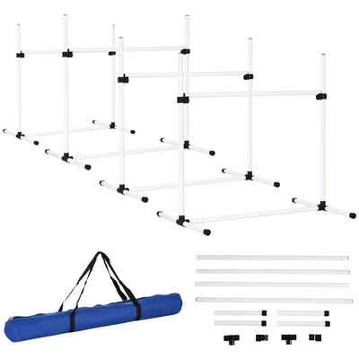 PawHut Agility-Hürde Hürdenset Slalom Stangen, 99x65x94cm, Kunststoff (PE, ABS), Hunde Training Set 4 x Hürden (4-tlg) Inkl. Tragetasche für einfache Aufbewahrung