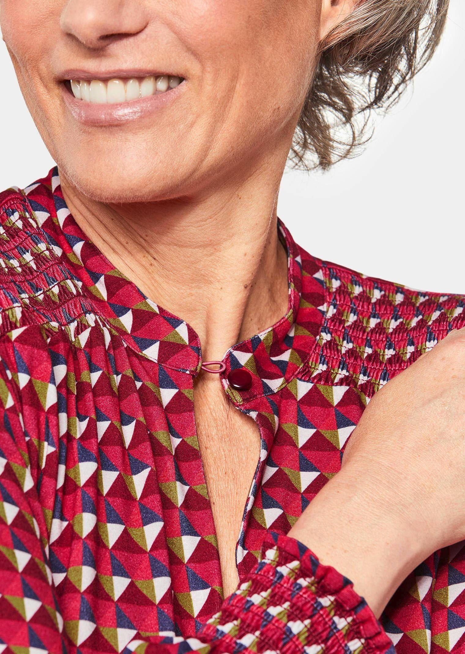 GOLDNER Langarmbluse Jerseybluse mit modischen Smok-Details