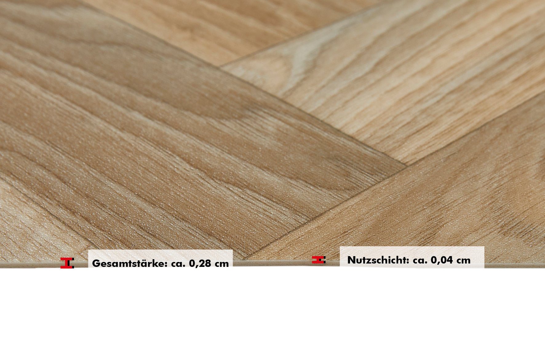 Vinylboden natur cm 2,80 Bodenbelag Stärke Holzoptik, 400 breit, PVC Meterware mm Andiamo
