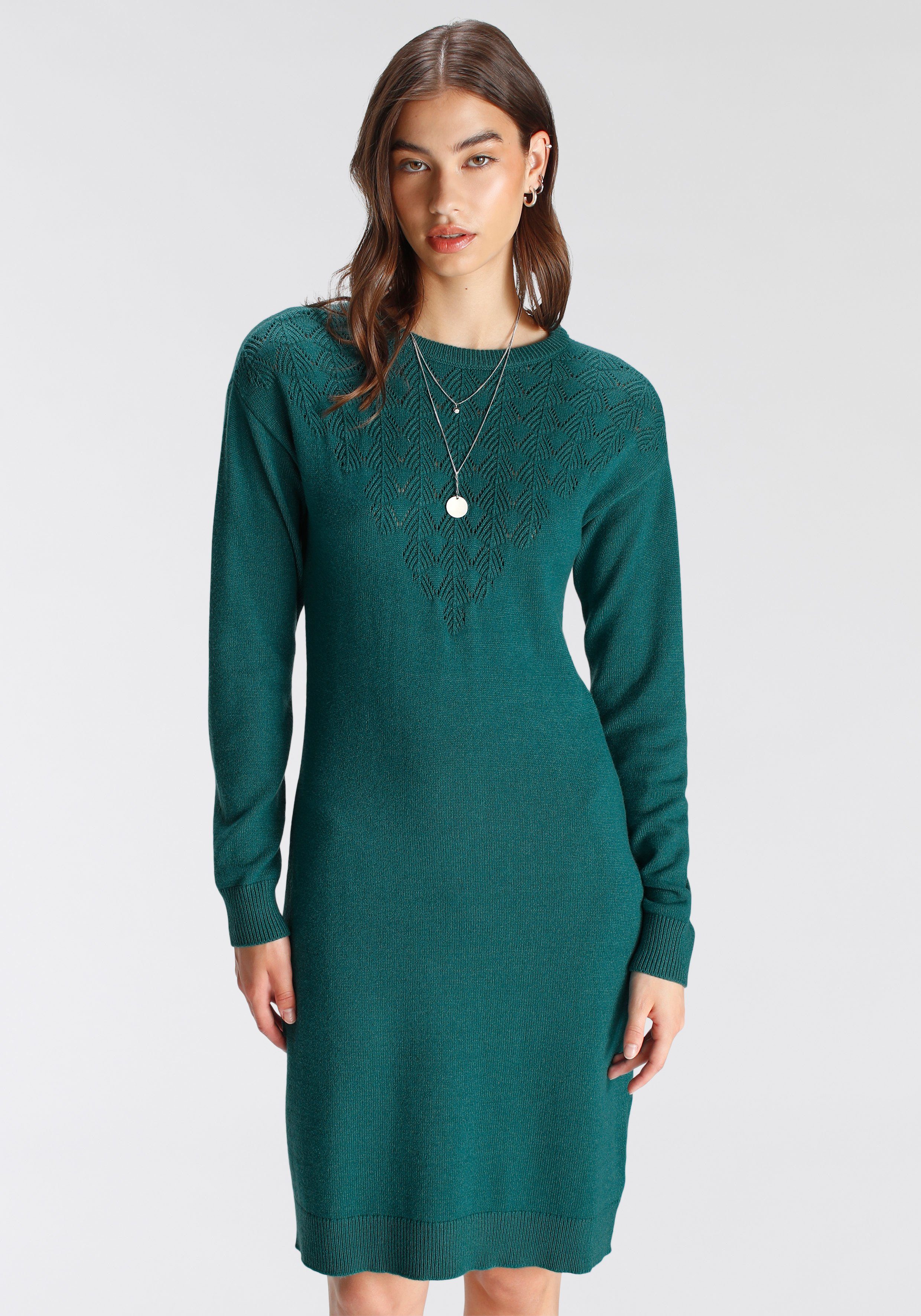 Tamaris Strickkleid Mini-Länge, modischer Ajourstrick