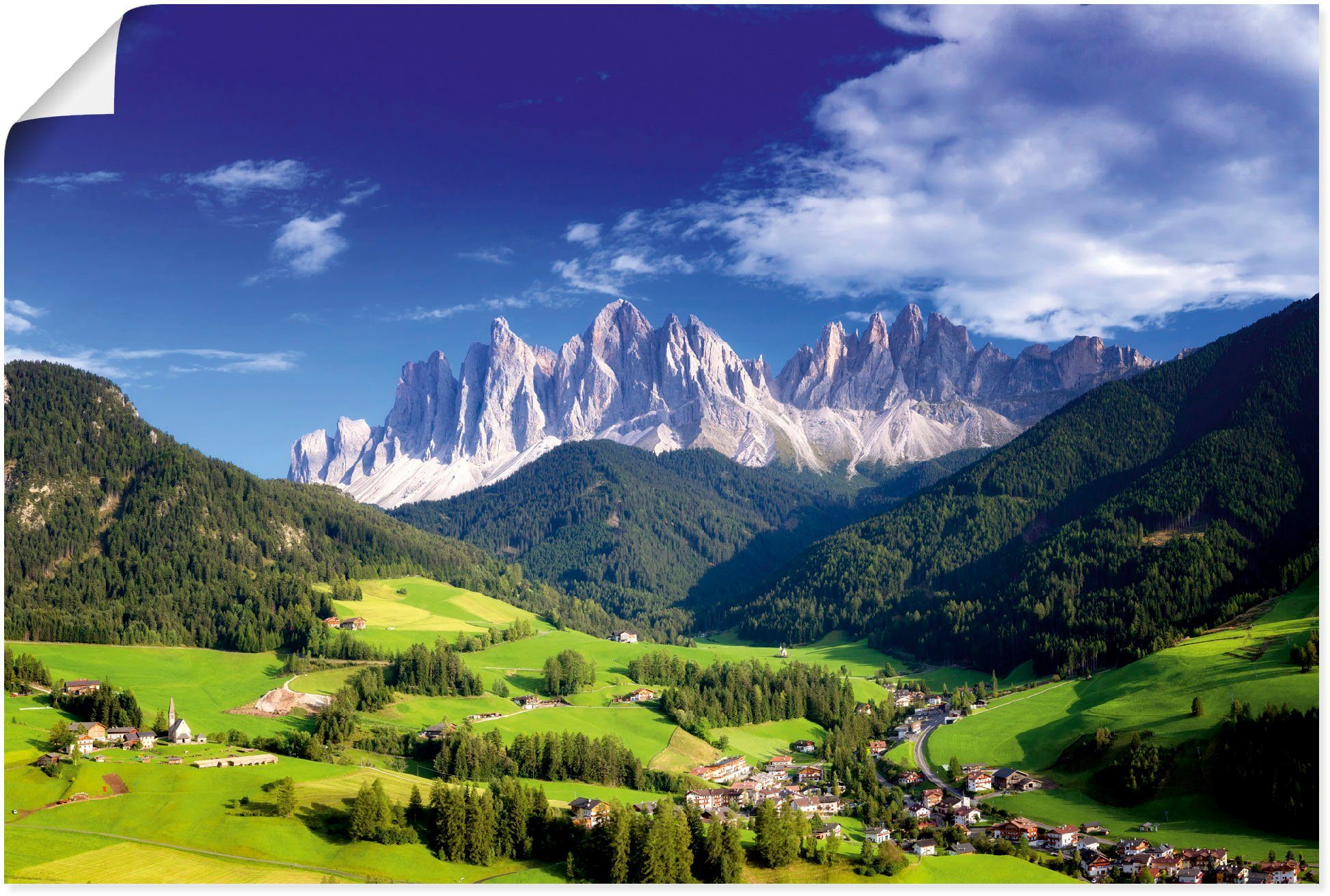 Poster Alubild, als & versch. Artland St), Berge Alpenbilder (1 oder Größen in Leinwandbild, Südtirol, Wandaufkleber Wandbild