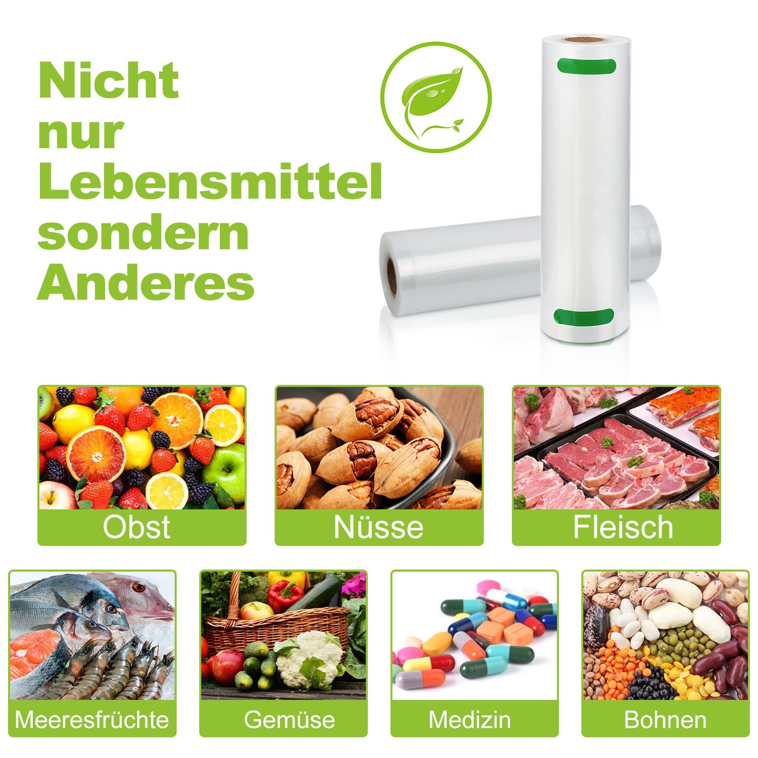 Clanmacy Vakuumbehälter 4x Vakuumrollen 20 x 600 cm Vakuumbeutel Vakuumfolie Vakuumierbeutel – Bild 5 von 5