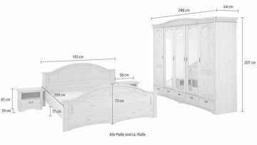 Home affaire Schlafzimmer-Set Konrad, (Set, 4-St), mit 5-trg. Kleiderschrank, Bett 180/200 cm und 2 Nachttischen