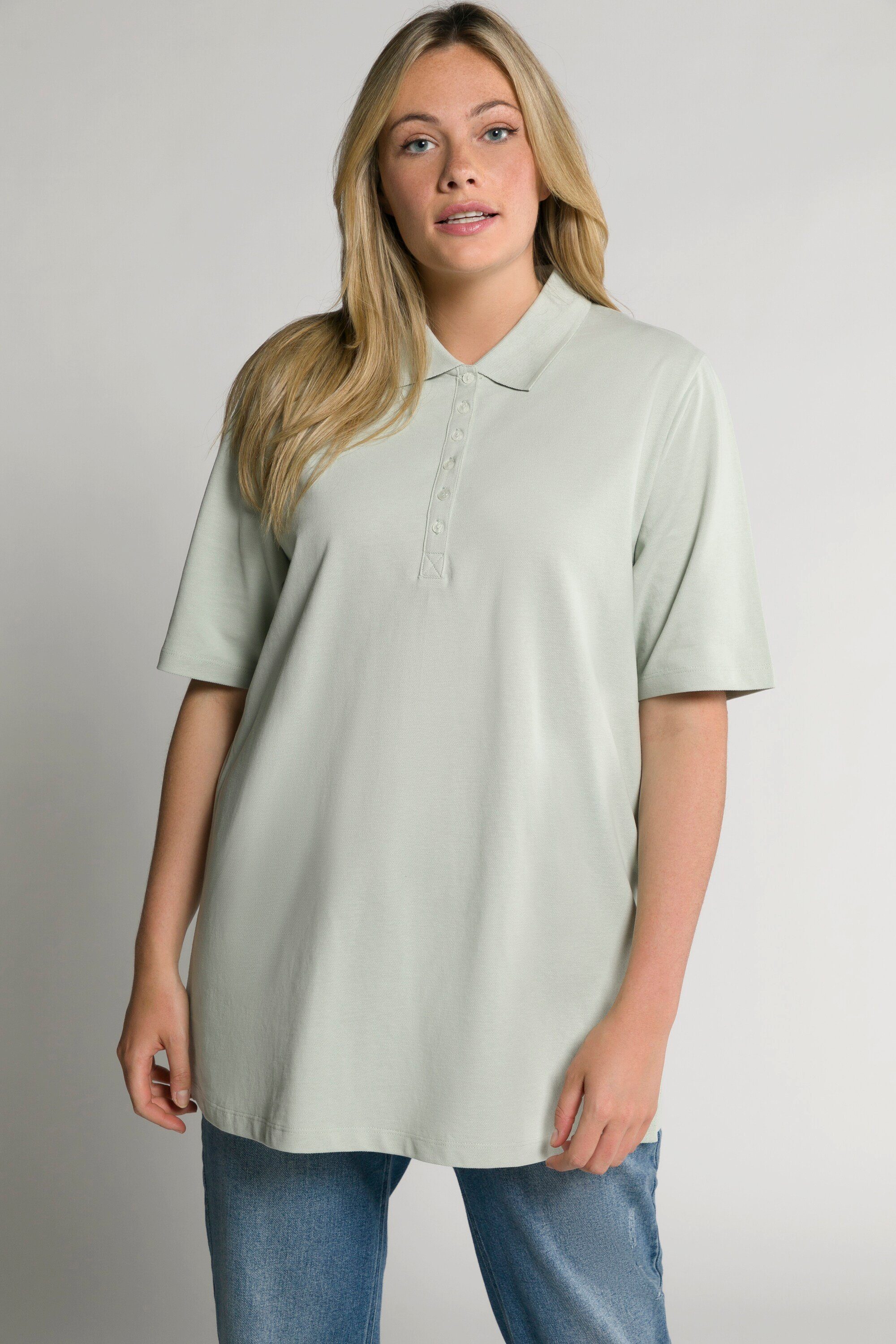 Ulla Popken T-Shirt Poloshirt Piqué Polokragen günstig online kaufen