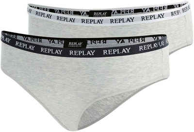 Replay Bikinislip LADY SLIP Style 1 T/C 2pcs waterfall pack (Packung, 2er-Pack) mit Logoschriftzug