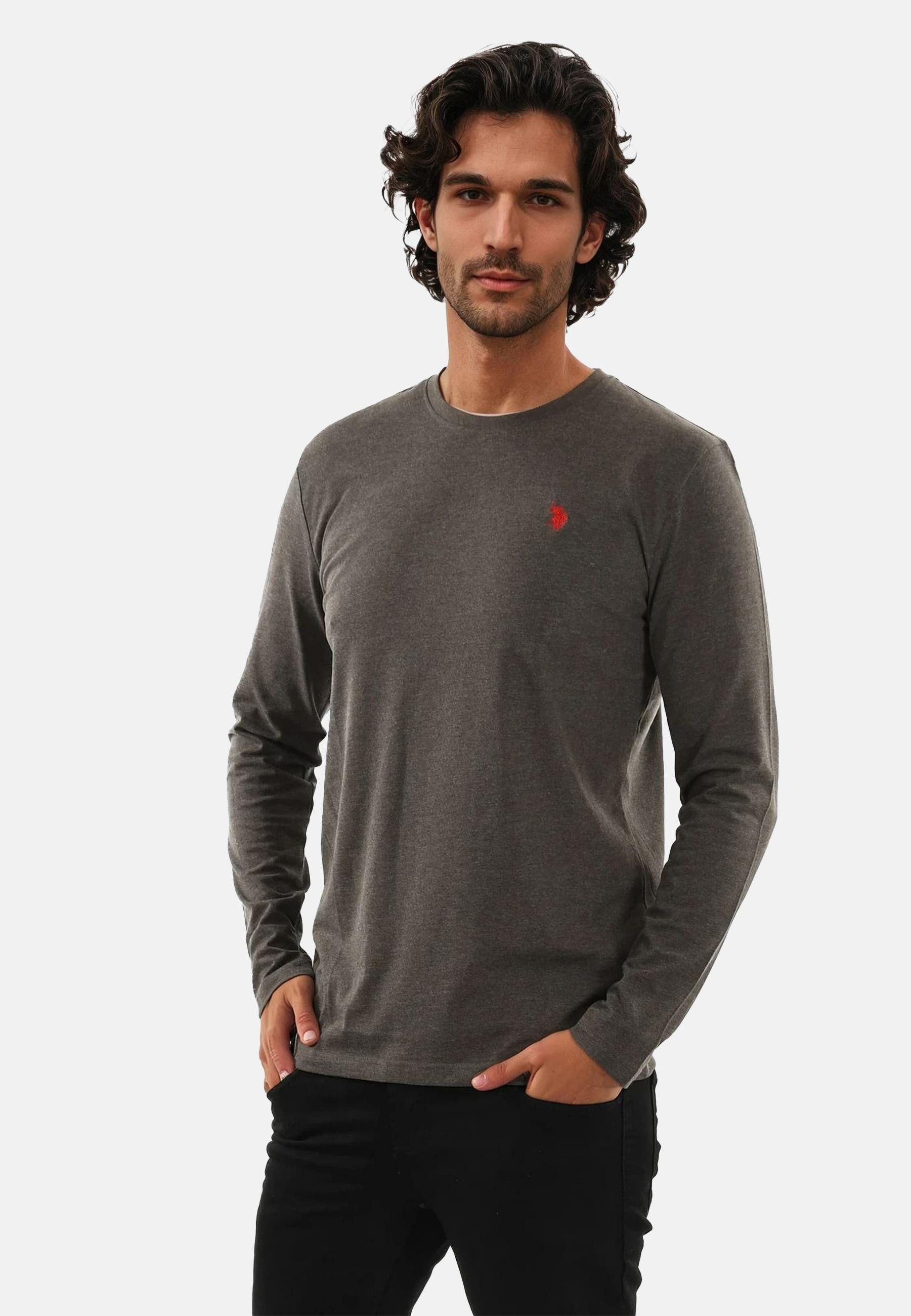 U.S. Polo Assn. Longsleeve USAaron – Herren Langarmshirt mit Logo-Stickerei Aus 100 % Baumwolle, mit Rundhalsausschnitt und klassischer Passform