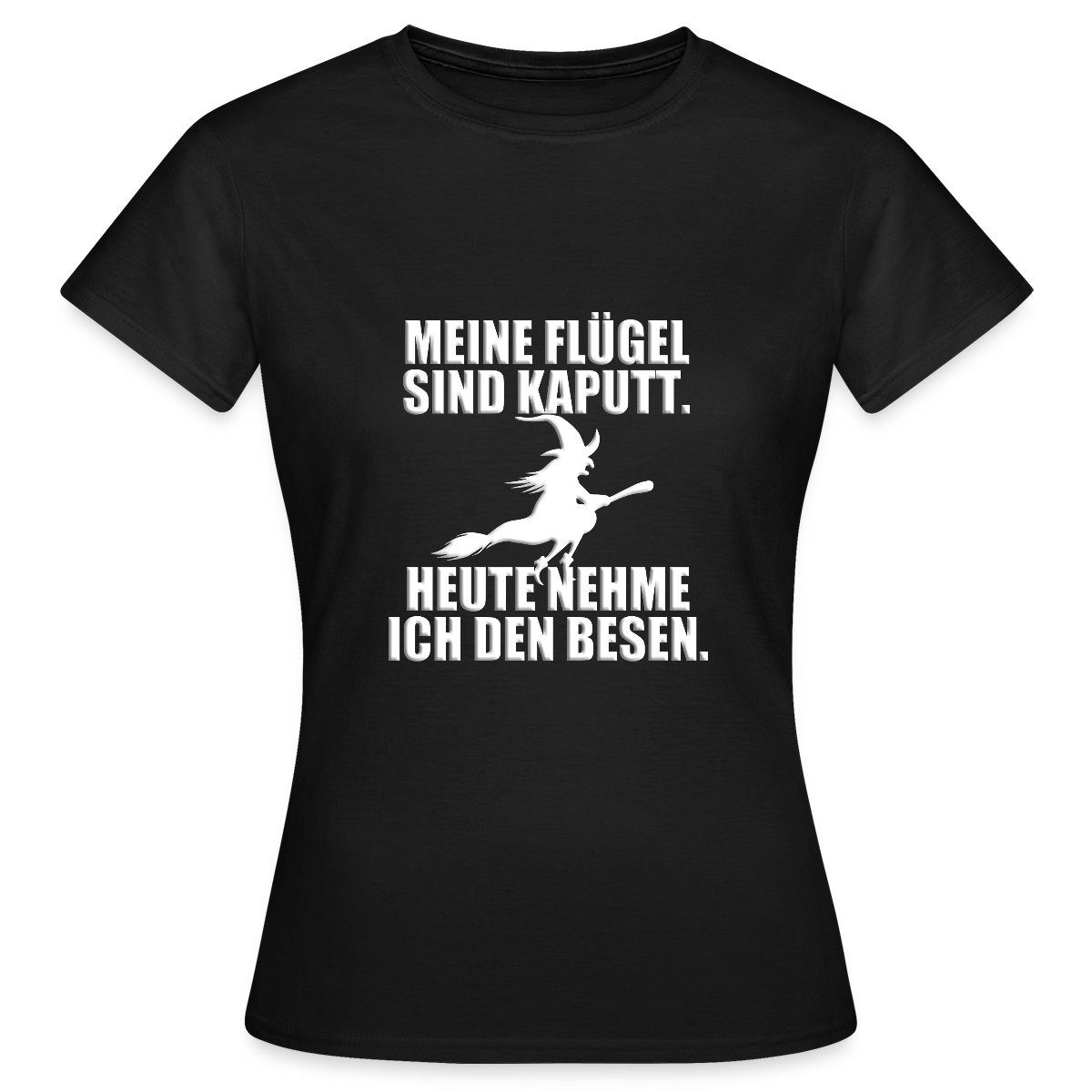 Spreadshirt T-Shirt Hexe Mit Besen Lustiger Spruch Halloween Frauen T-Shirt günstig online kaufen