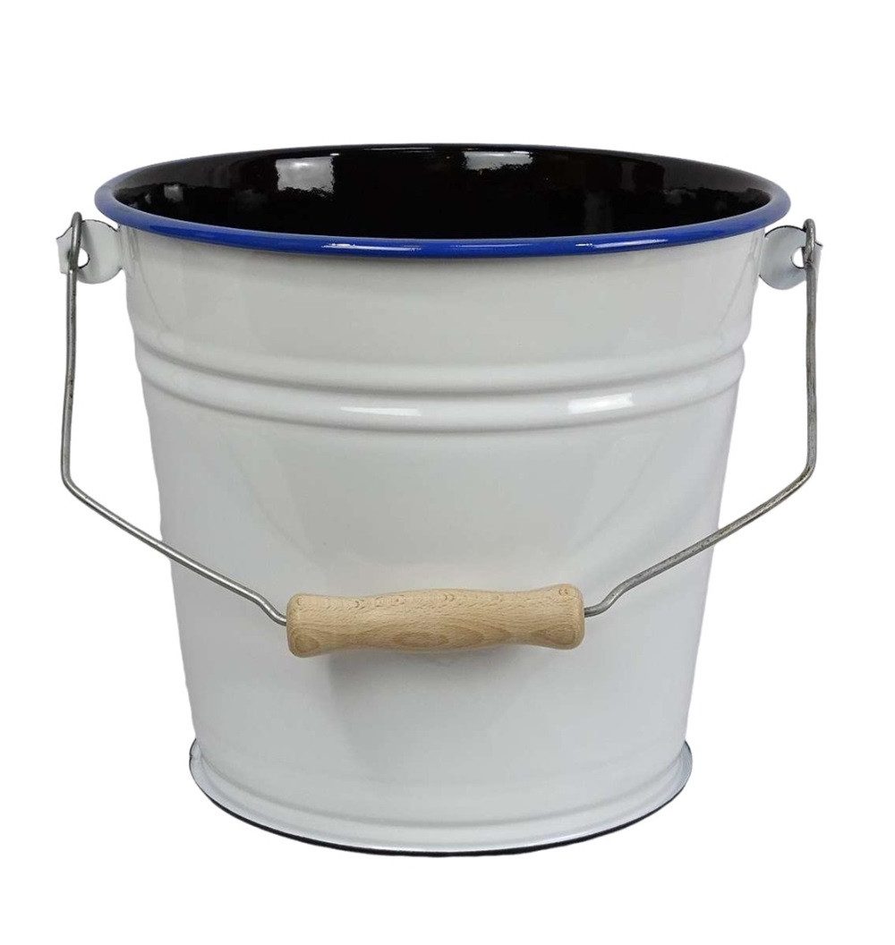 Thumbnail - Linoows Putzeimer Emaille Eimer, Nostalgie Wassereimer, Kücheneimer, (Packung), Retro Eimer weiß- blauer Rand 6 Liter