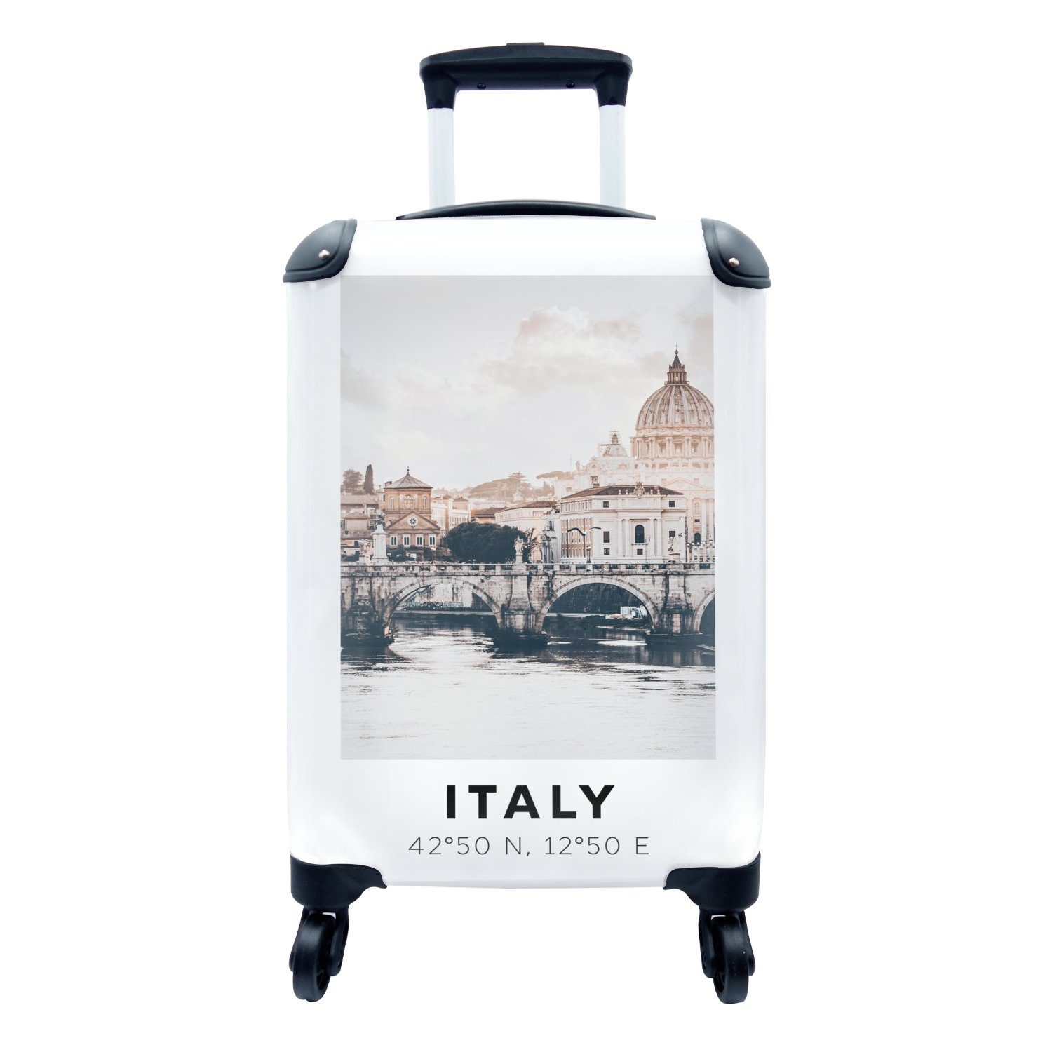 MuchoWow Handgepäckkoffer Rom - Italien - Sommer - Skyline, 4 Rollen, Reisetasche mit rollen, Handgepäck für Ferien, Trolley, Reisekoffer