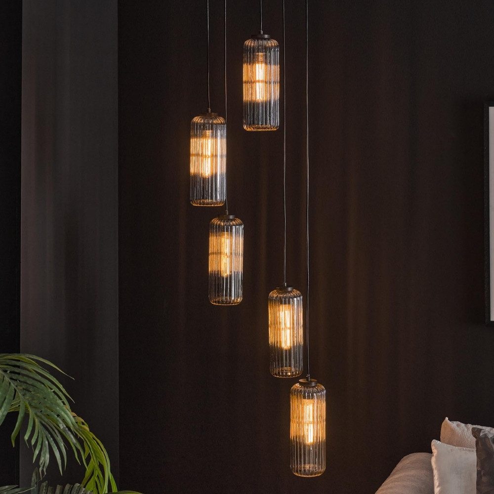 famlights Pendelleuchte Pendelleuchte Dolf in Altsilber und Transparent E27, ohne Leuchtmittel