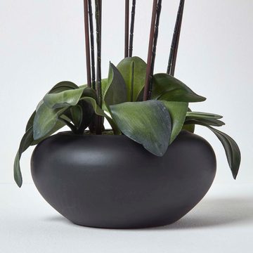 Kunstorchidee Kunstblume Orchidee Gesteck creme mit schwarzem Keramiktopf, Homescapes, Höhe 79 cm