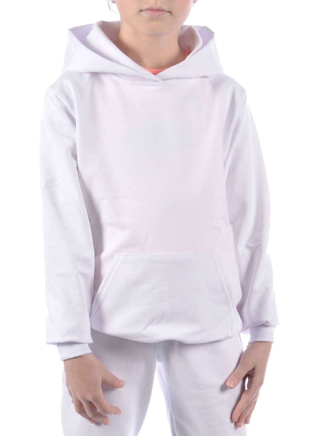 KMISSO Hoodie Mädchen Kapuzen Pullover (1-tlg) Kapuze mit Kängurutasche Weiß