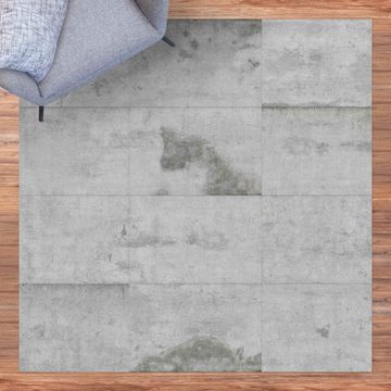 Teppich Vinyl Wohnzimmer Schlafzimmer Flur Küche 3D Steinoptik Beton, Bilderdepot24, quadratisch - grau glatt, nass wischbar (Küche, Tierhaare) - Saugroboter & Bodenheizung geeignet