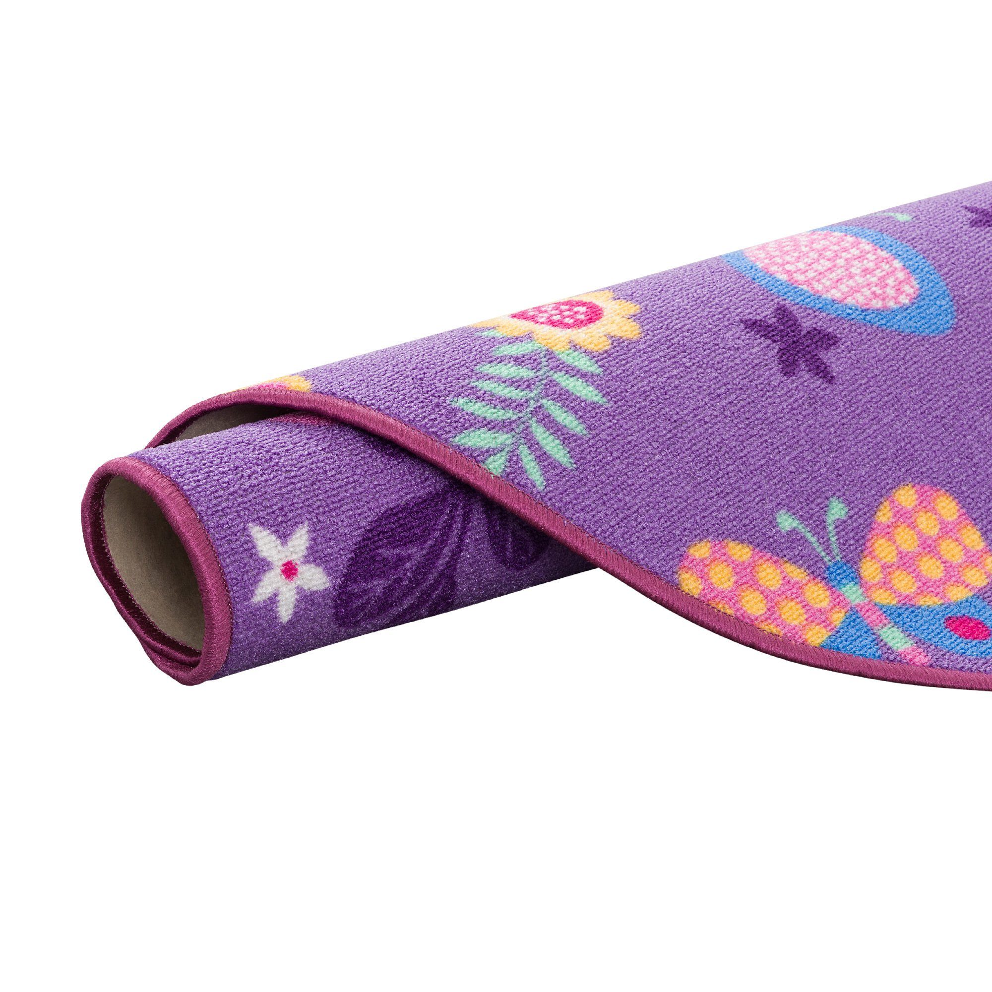 Snapstyle Kinderteppich Kinder Spiel Teppich Schmetterling Rund, Rund, Höhe: 4 mm