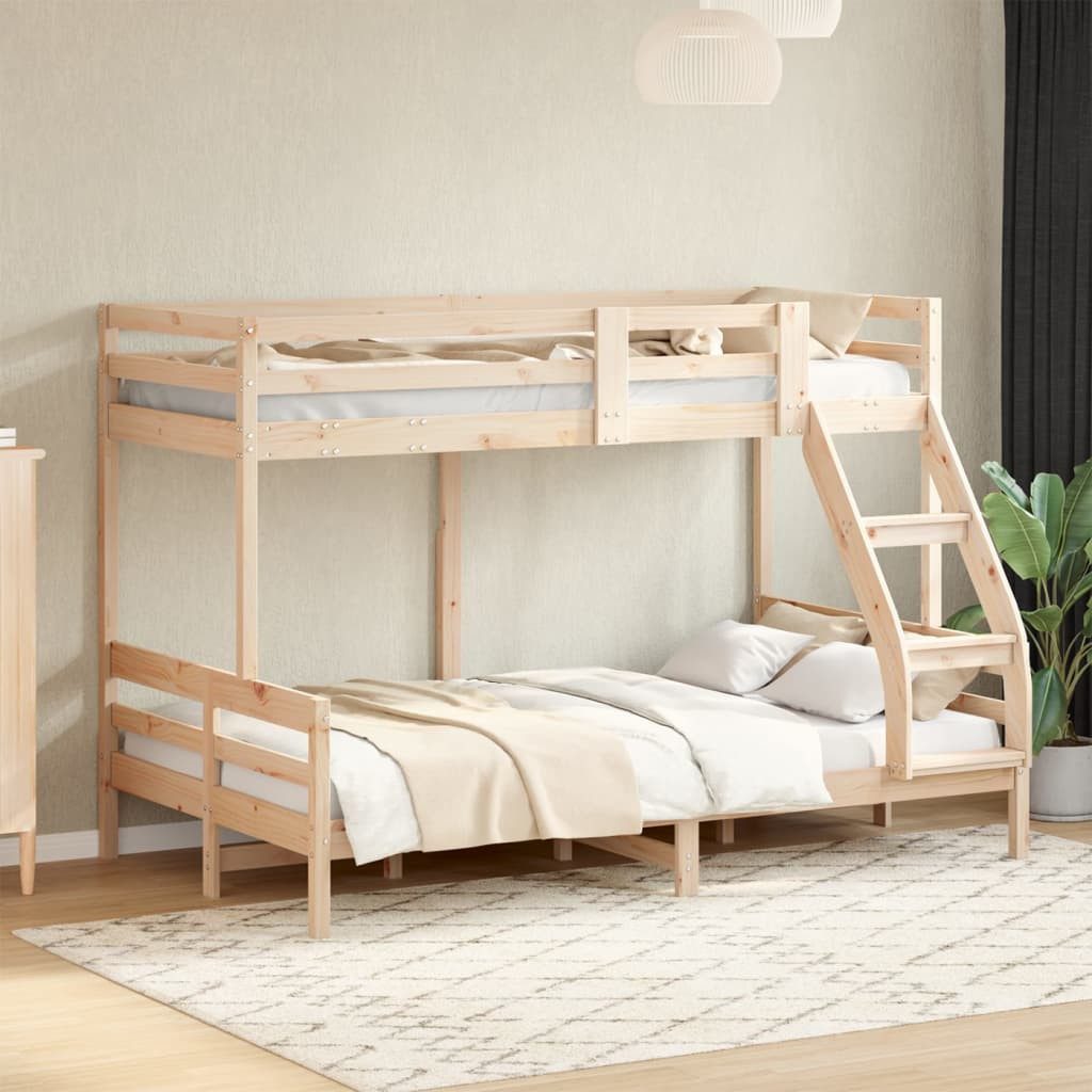 Bett Etagenbett aus massivem Kiefernholz 207x125,5x145 cm natur