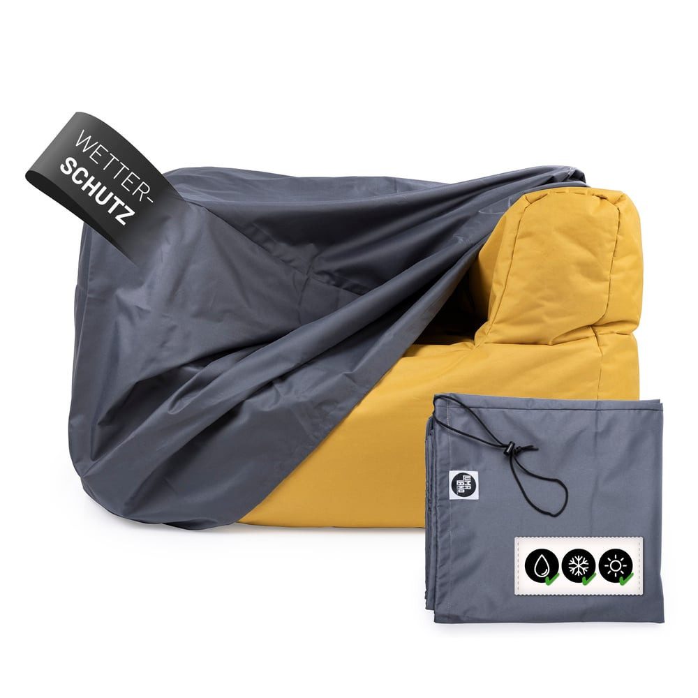 Lumaland Abdeckhaube Sitzsack-Sessel Modular 100x76x75 grau, Möbel-Abdeckung mit Kordelzug Schutz vor Sonne Regen und Schmutz