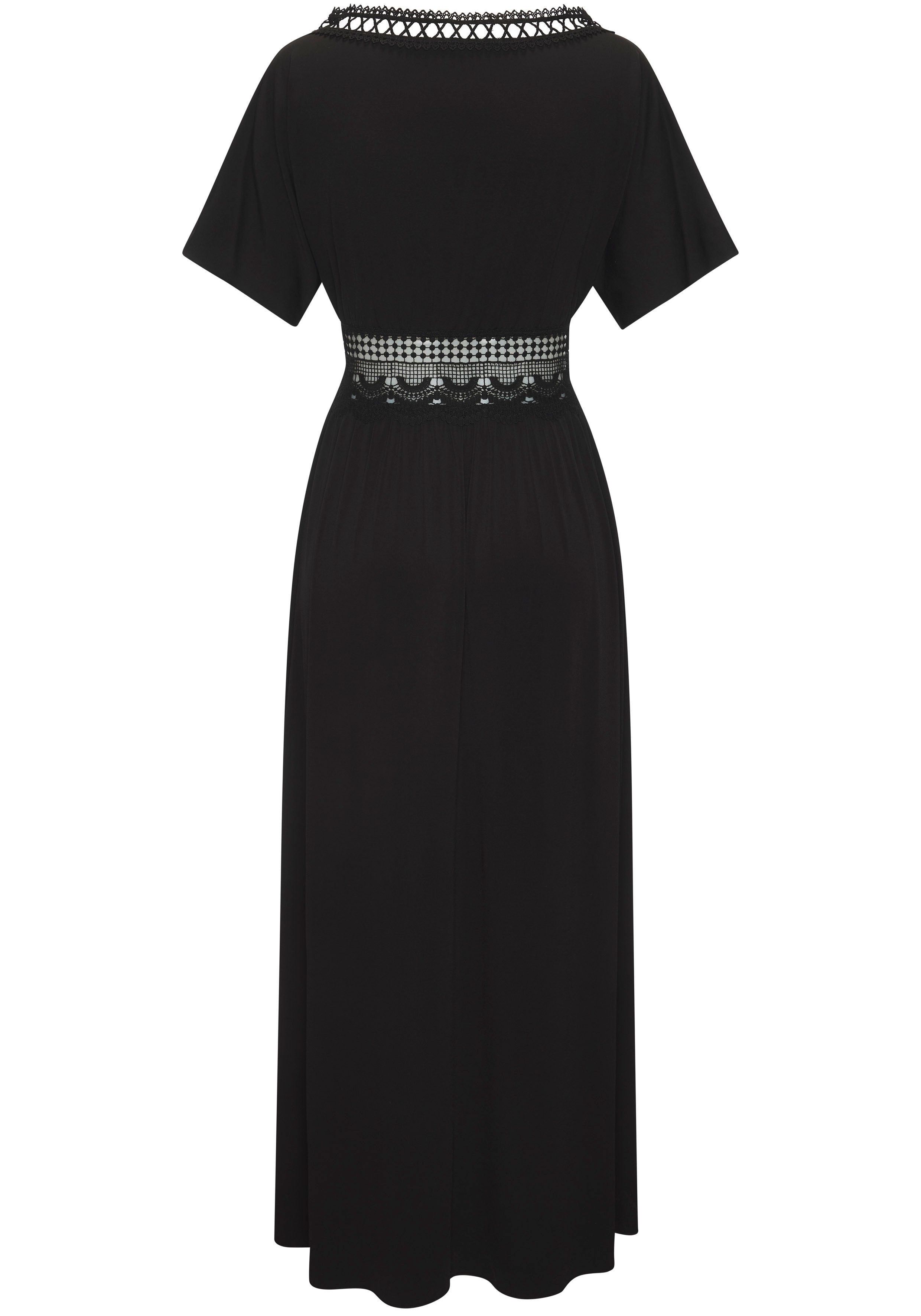 LASCANA Strandkleid mit Spitzeneinsätzen, aus bügelfreier Qualität Beachkleid, Cover-up, Boho-Kleid, Festival