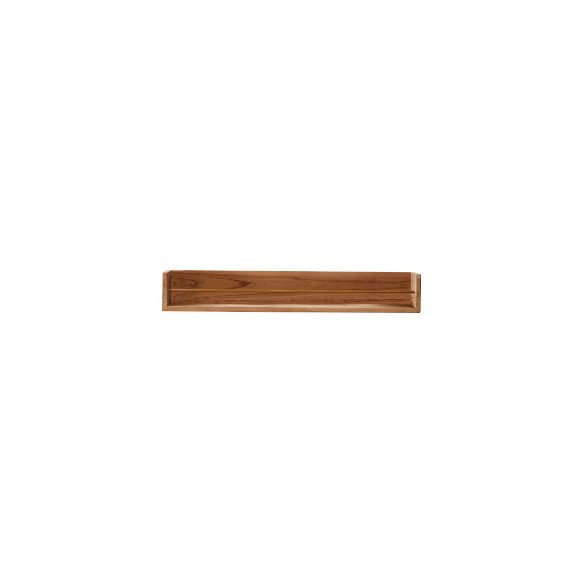 Tikamoon Wandregal Wandregal für das Badezimmer aus Teak mit Messingstange Sasha 100