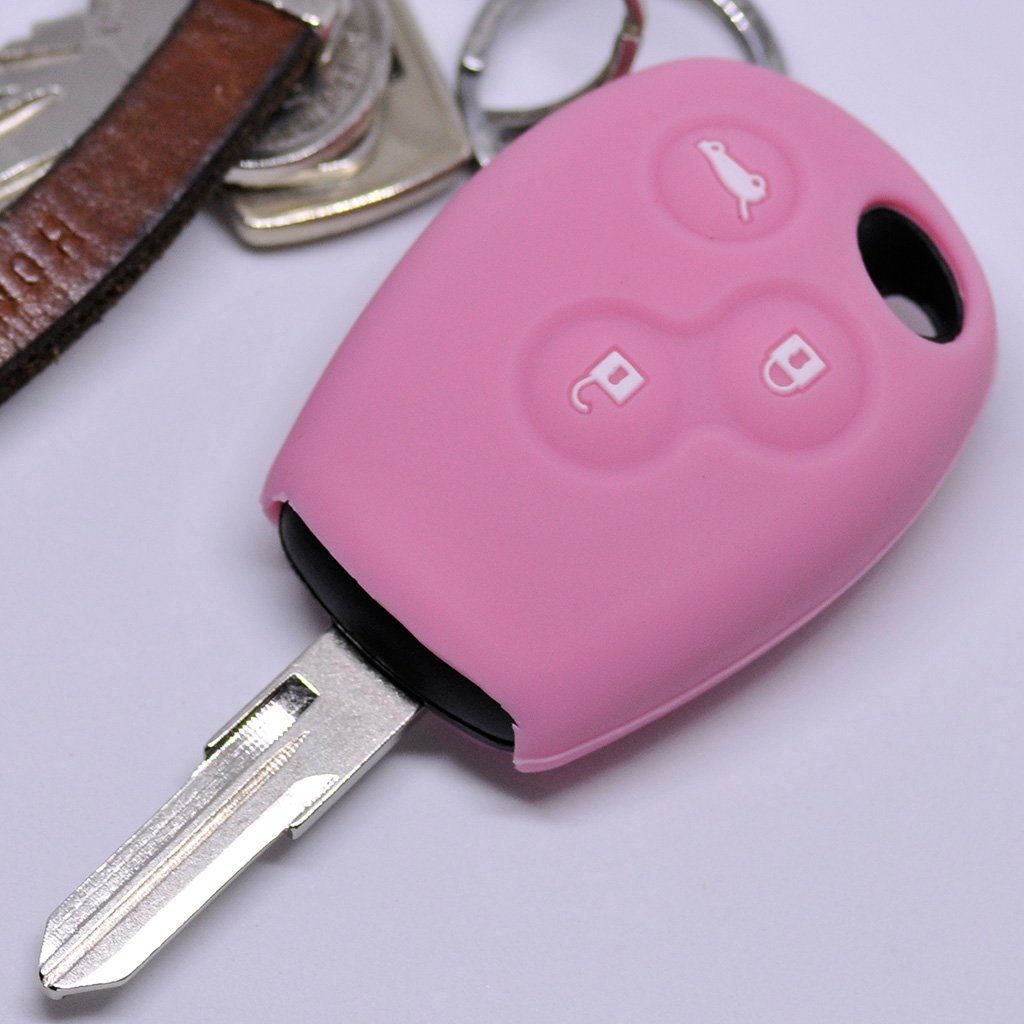 mt-key Schlüsseltasche Autoschlüssel Softcase Silikon Schutzhülle Pink, für Dacia DOKKER SANDERO Duster LODGY Logan Renault CLIO TWINGO