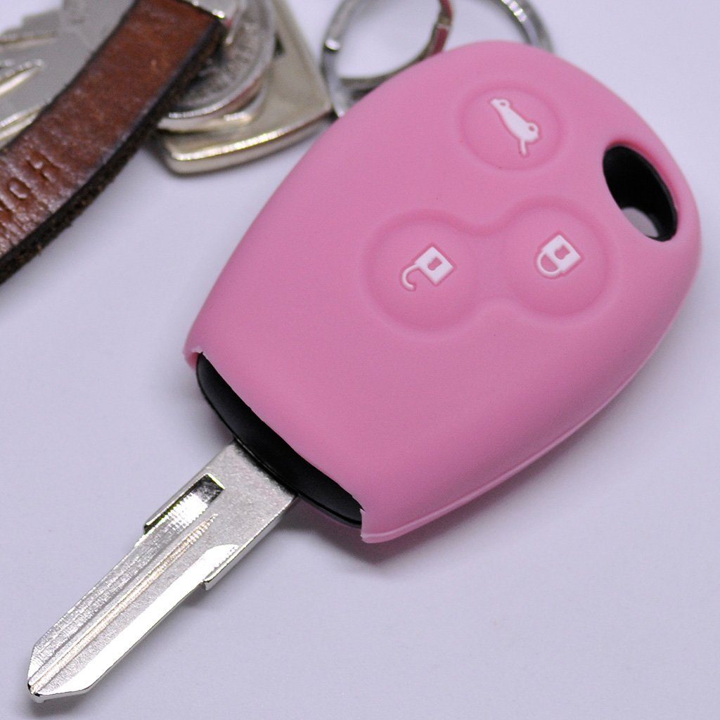 Dacia Schlüsseltasche Autoschlüssel Softcase Silikon CLIO Logan Duster SANDERO LODGY Renault Pink, für DOKKER TWINGO Schutzhülle mt-key