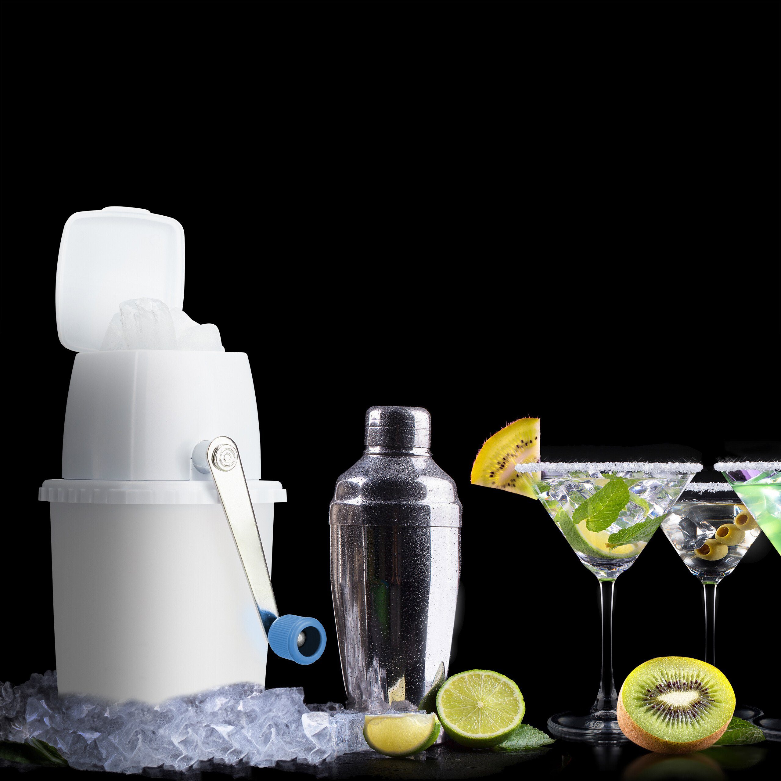 relaxdays Eiswürfelbehälter Manueller Eiscrusher, Kunststoff