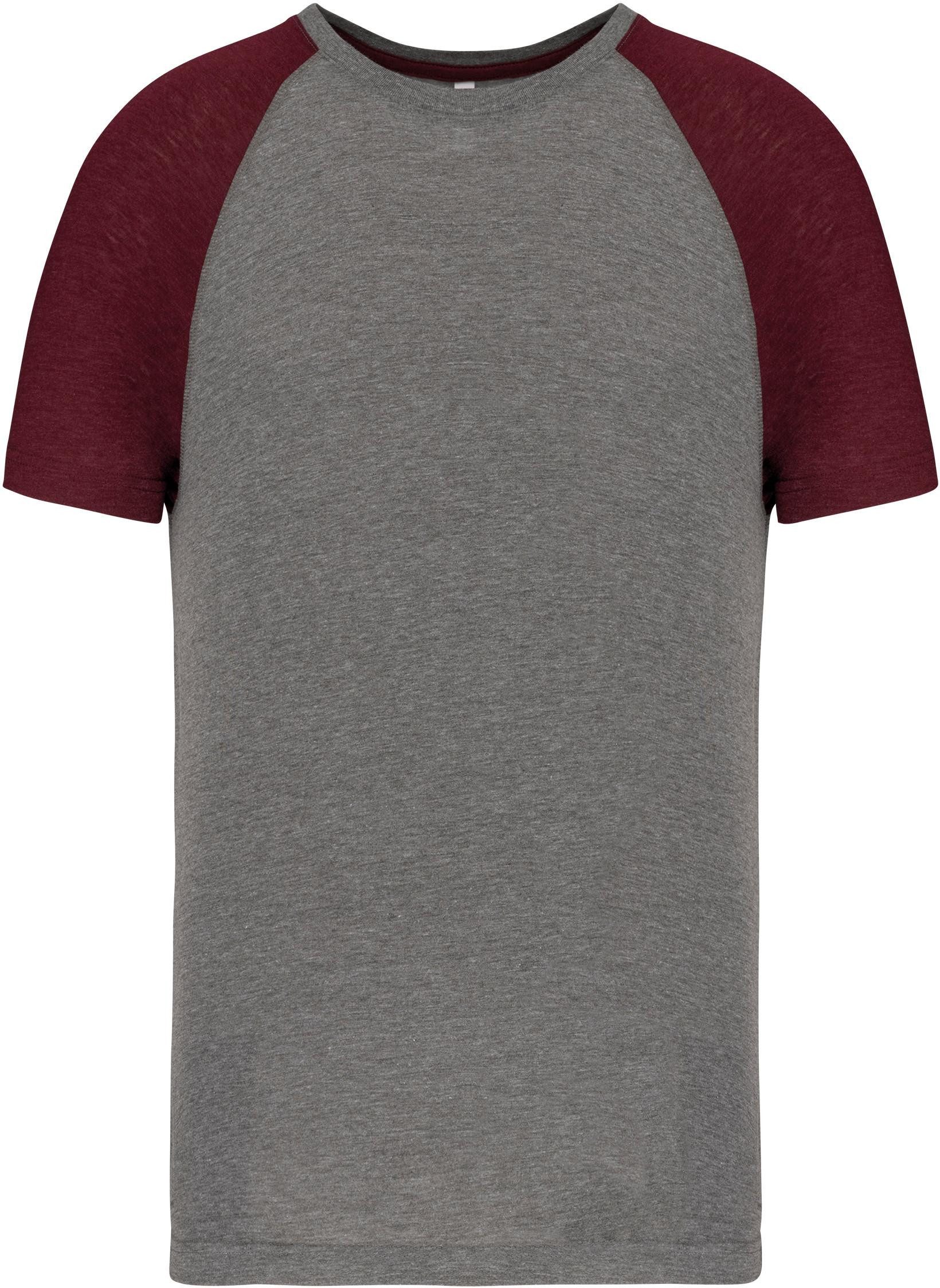 Trainingsshirt Zweifarbiges Triblend Sport-T-Shirt mit kurzen Ärmeln für Er