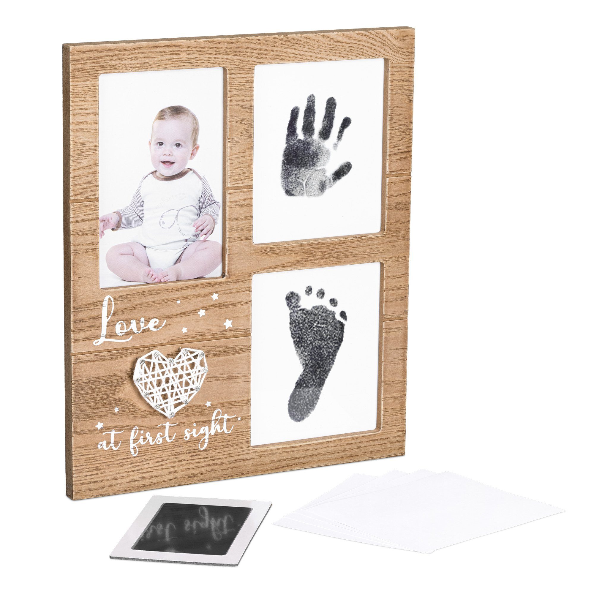 Navaris Bilderrahmen zum Basteln, Rahmen für Baby Handabdruck Fußabdruck -  30 x 25 x 2,4 cm Babyrahmen mit Stempelkissen - Abdruckset für Hände und  Füße - Fotorahmen online kaufen | OTTO