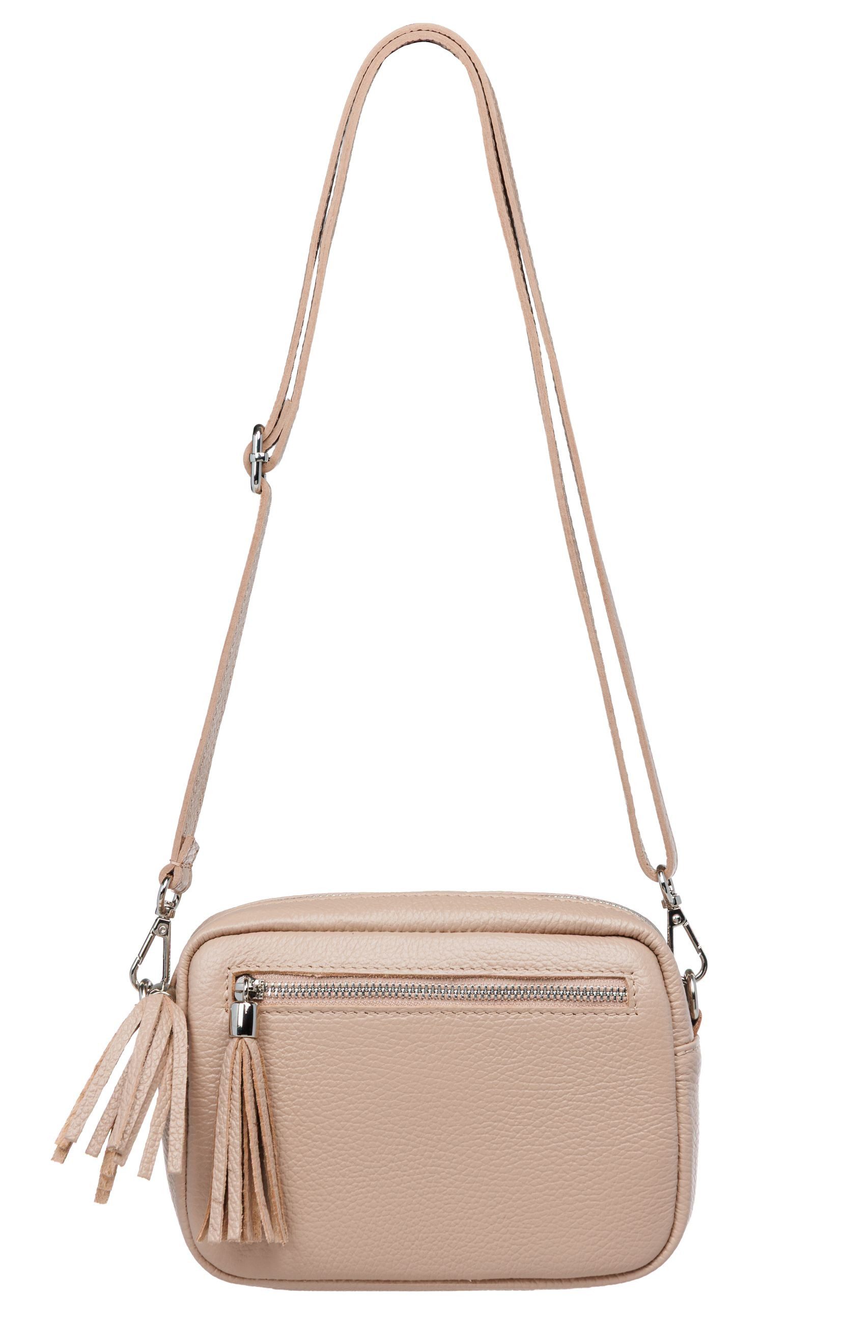 Caspar Umhängetasche Kleine Damen Crossbody Bag Leder Tasche - CLASSIC LINE - Modell No.818, leicht, elegant & unempfindlich - 100% Echtleder - Handmade in Italy