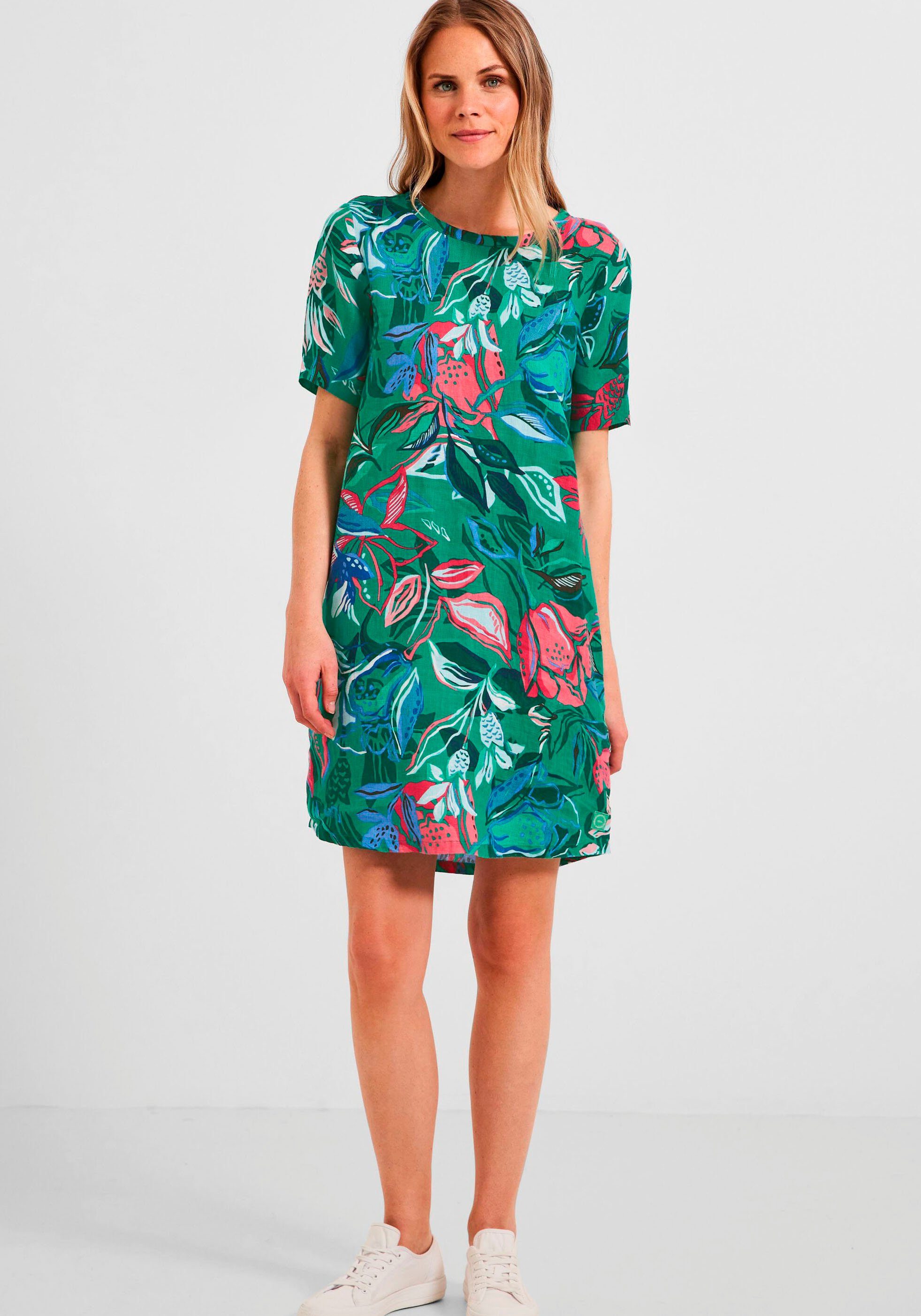 Optik Cecil in Dress Print trefoil green trendiger Druckkleid LINEN_printed