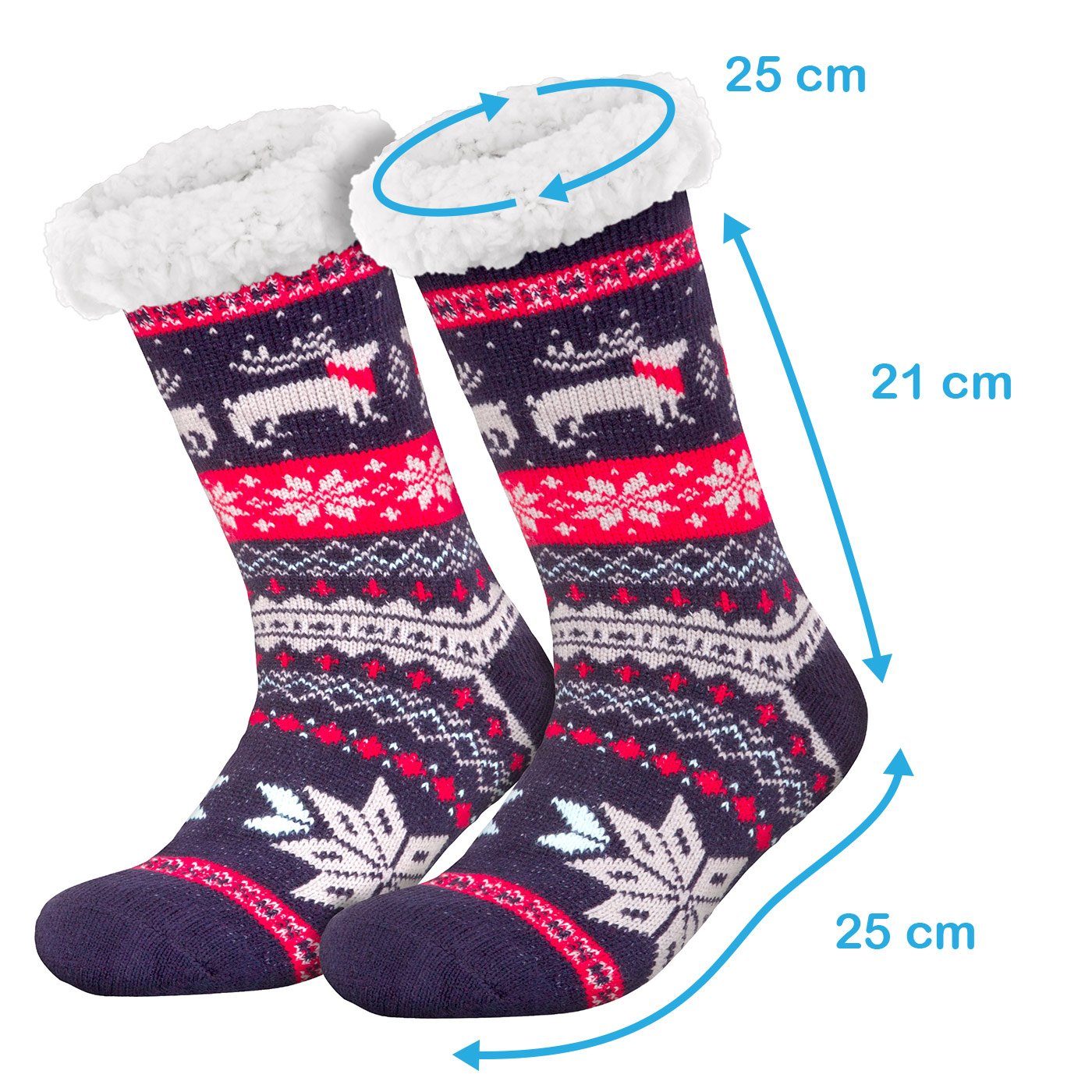 compagno Kuschelsocken (1-Paar) Kuschelsocken Norwegen Herren Wintersocken rosa Sohle Anti-Rutsch Damen Noppensocken Socken Einheitsgröße