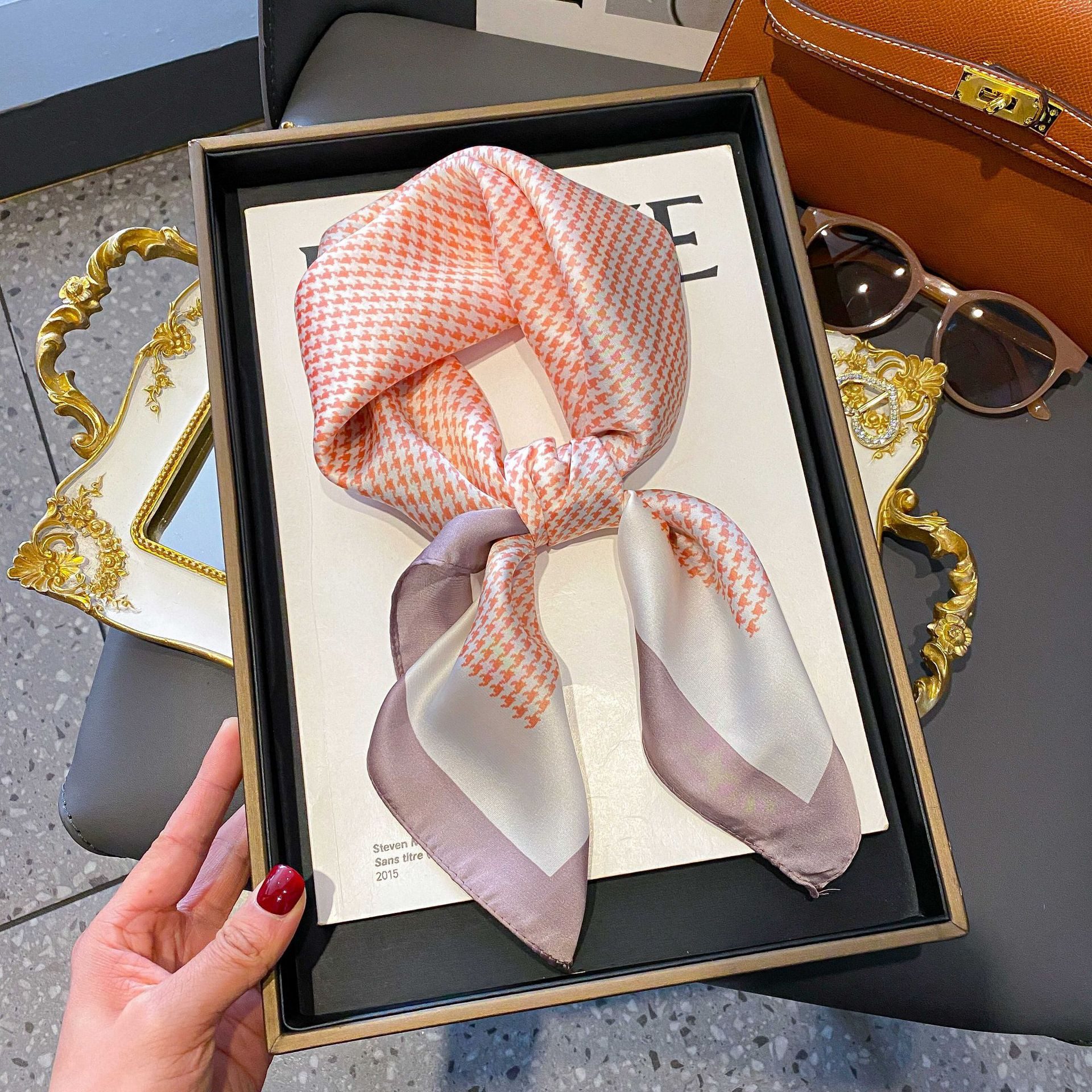 Zaewry Seidentuch Damen Seide Gefühl Schal Halstuch Schal Frauen Seidenschal, (3-St), Seidentuch Scarf Bandana Taschentuch Ansatz Handgelenk – Bild 3 von 4