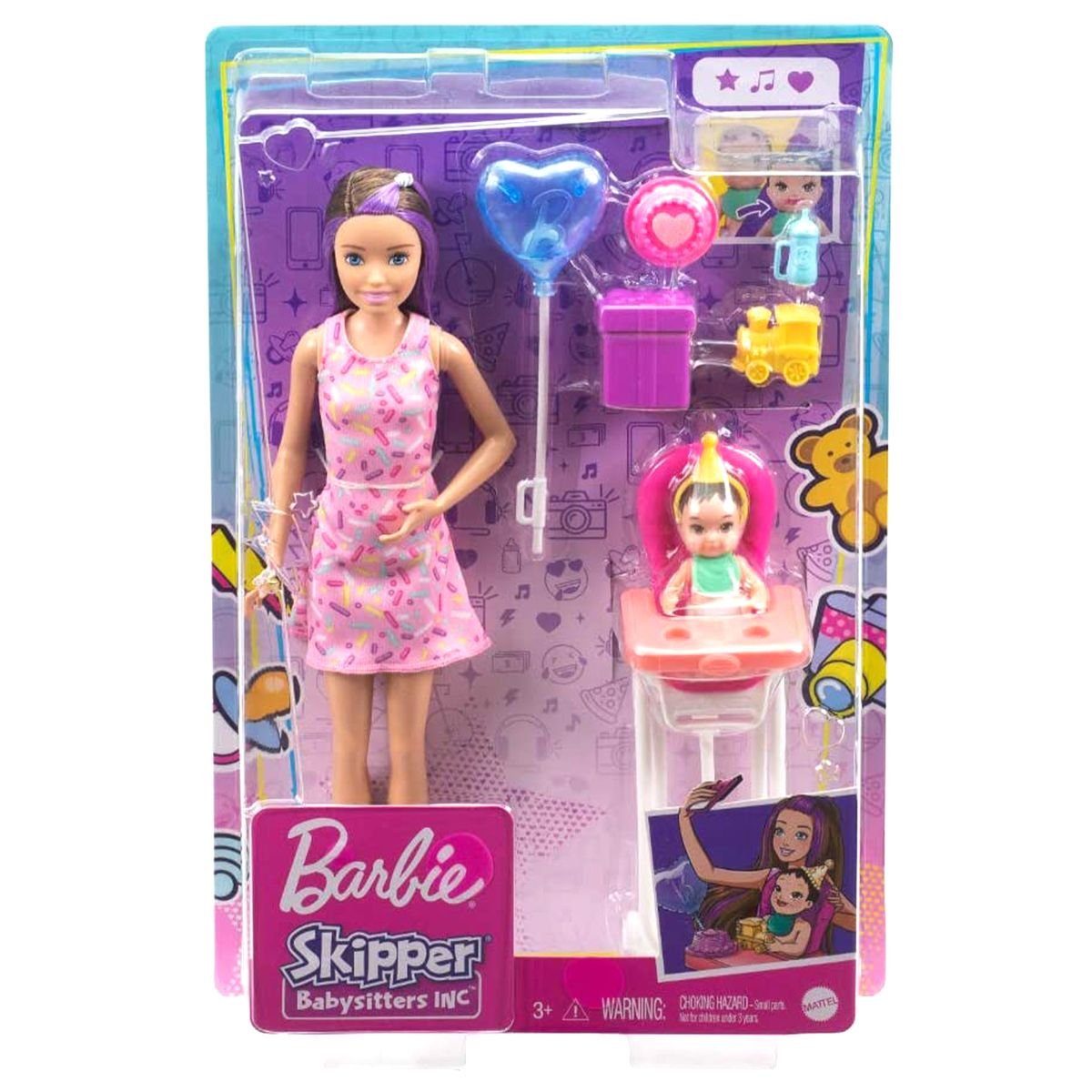Mattel® Anziehpuppe Mattel GRP40: Barbie Skipper - Babysitter Geburtstagsspielset mit Farb