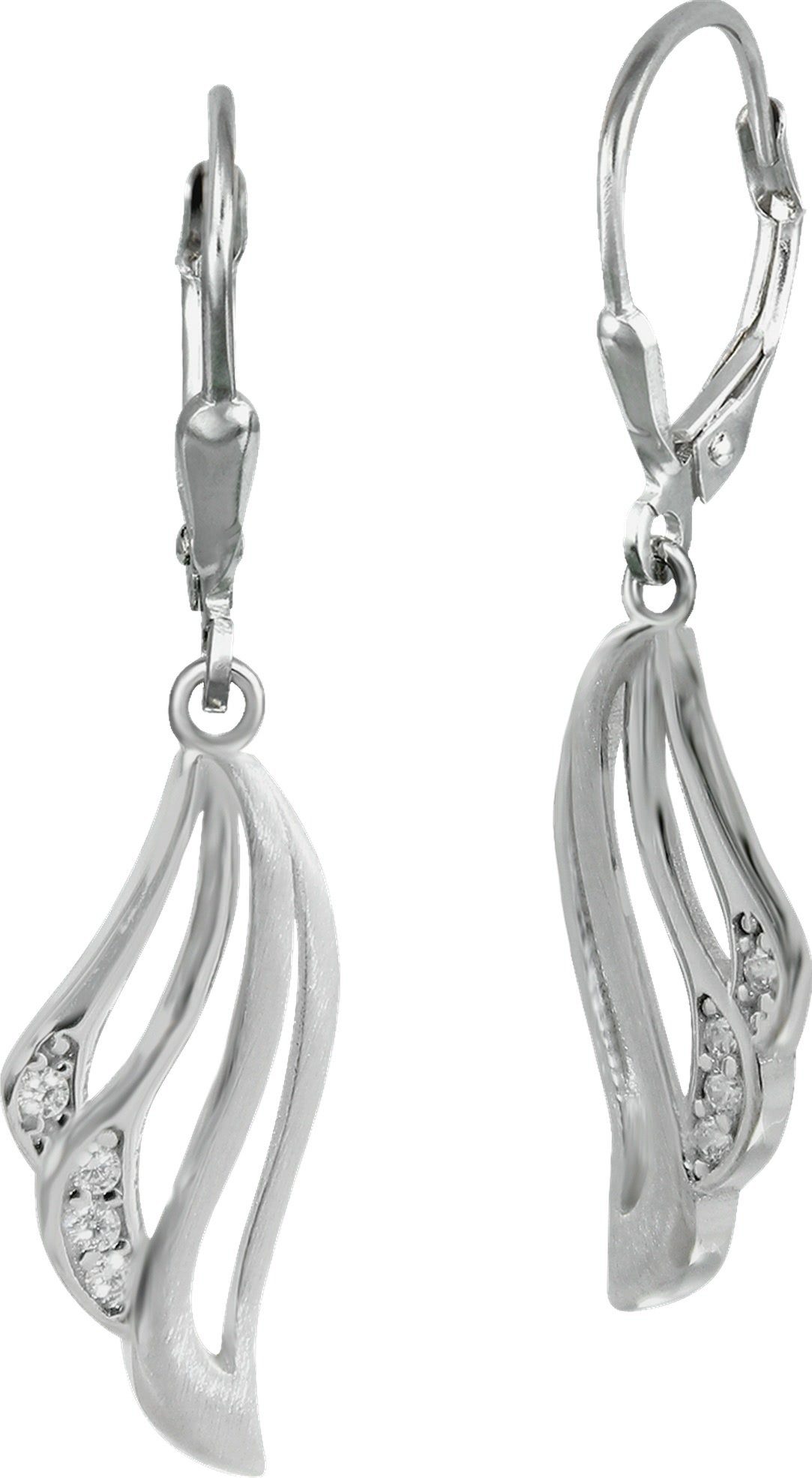 SilberDream Paar Ohrhänger SilberDream Damen Ohrhänger Ohrringe 925 (Ohrhänger), Damen Ohrhänger Fächer aus 925 Sterling Silber, glanz, matt, Farbe: si