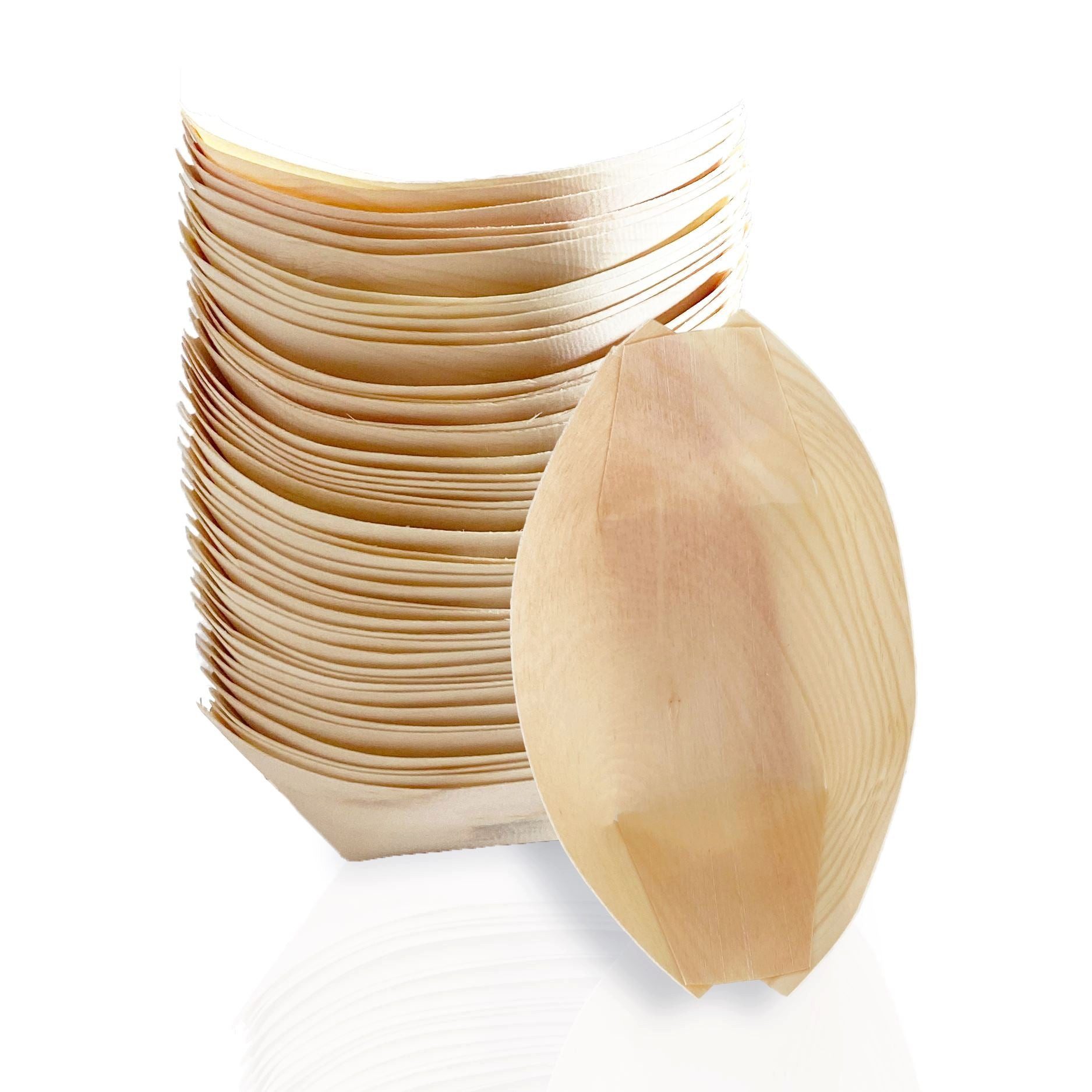 wisefood Einwegschale Snackschale Fingerfood Holzschiffchen 11 cm, Holz, (100-tlg)