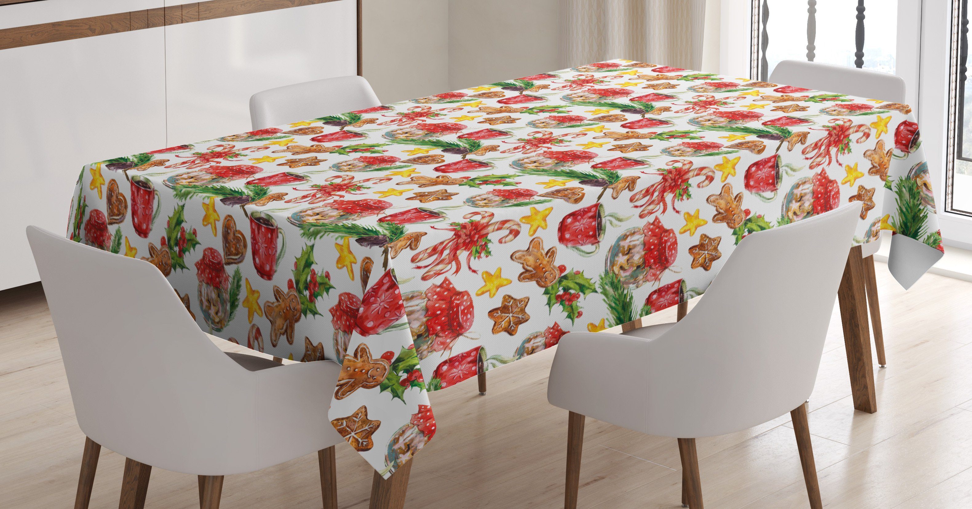 Abakuhaus Tischdecke Farbfest Waschbar Für den Außen Bereich geeignet Klare Farben, Weihnachten Retro-Plätzchen-Süßigkeit