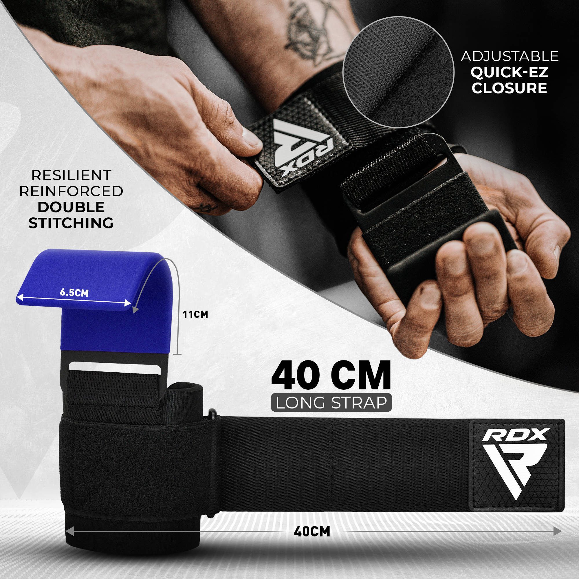 RDX Handgelenkstütze RDX Lifting Straps Hooks Strength Training, Handgelenk Schutz