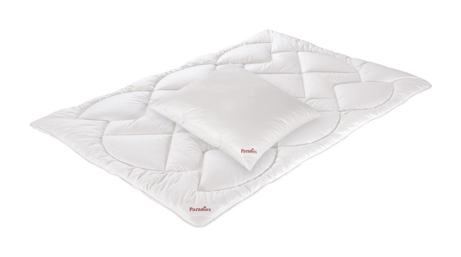 Paradies Steppbett + Kopfkissen ALOE BIO, 2-teilig, Weiß, Aloe Vera Veredelung, Füllung: Polyester, Bezug: Bio Baumwolle, Bettdecke 135 x 200 cm, Kopfkissen 80 x 80 cm