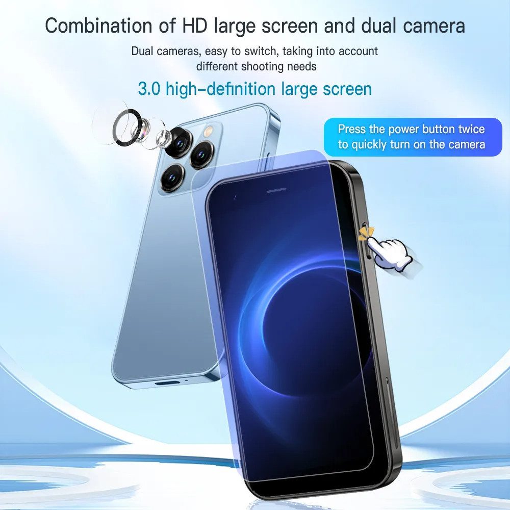 Athlix SERVO 15SE Mini Smartphone Dual SIM 3G WCDMA Android Kinder Rentner Smartphone (DUAL-SIM, nur 66g, 3,0 Zoll)