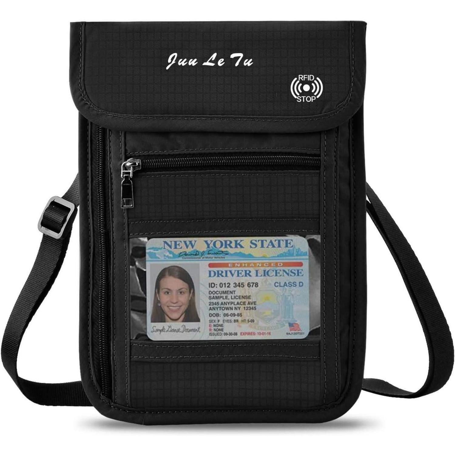 LuxusKollektion Dokumententasche Brustbeutel RFID Schutz Reise Mehrere Taschen Versteckt Wallet