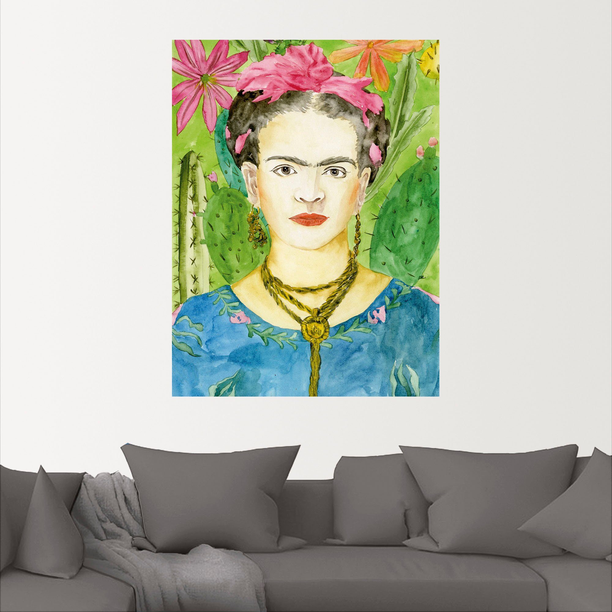 Wandaufkleber in (1 versch. Leinwandbild, Frida Größen Frauen von Artland Alubild, als Wandbild St), Kahlo II, oder Bilder Poster