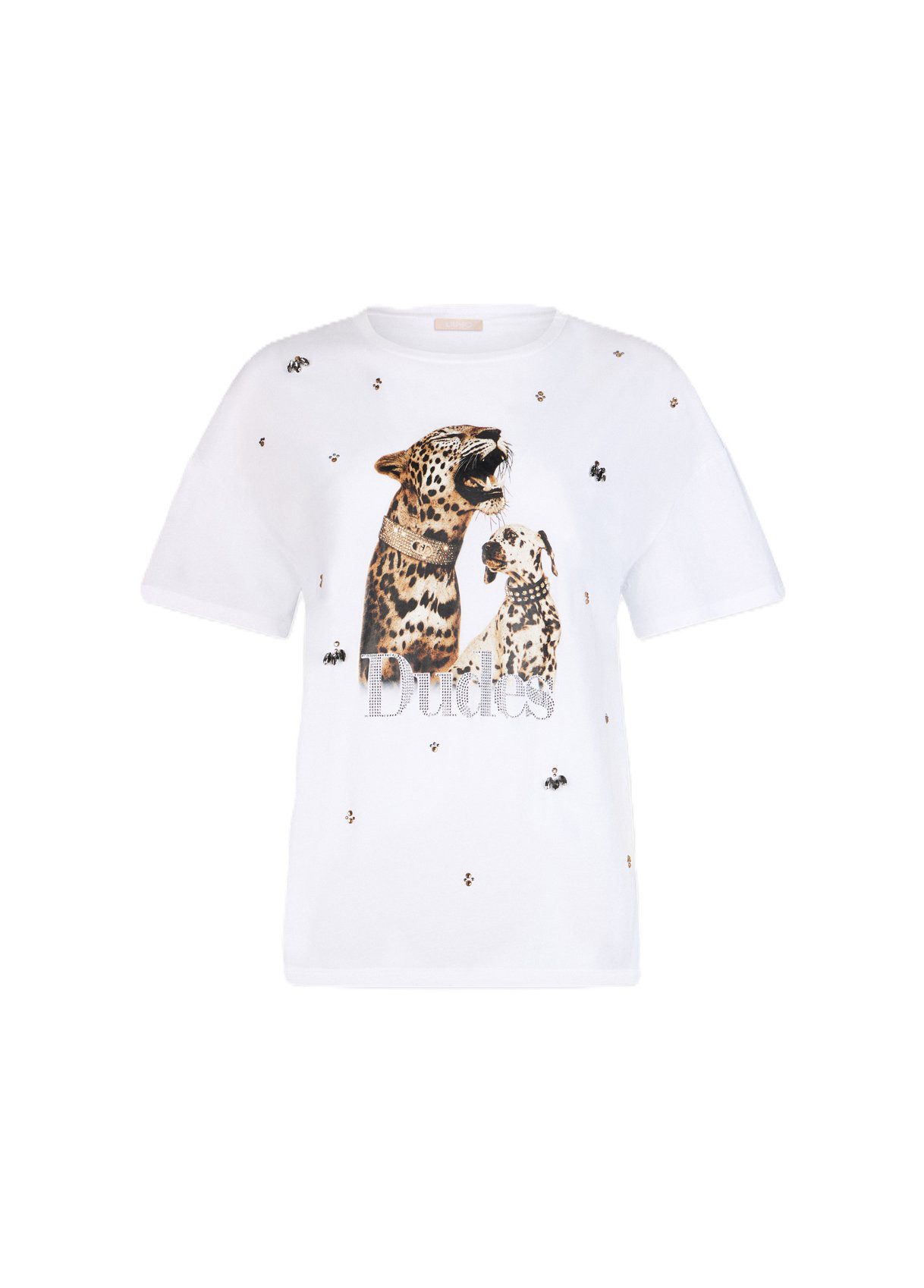 Liu Jo T-Shirt - Damen T-Shirt - Print Shirt mit Schmuckdetails - Rundhals günstig online kaufen