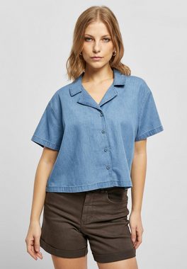 URBAN CLASSICS Klassische Bluse Urban Classics Damen Ladies Light Denim Resort Shirt