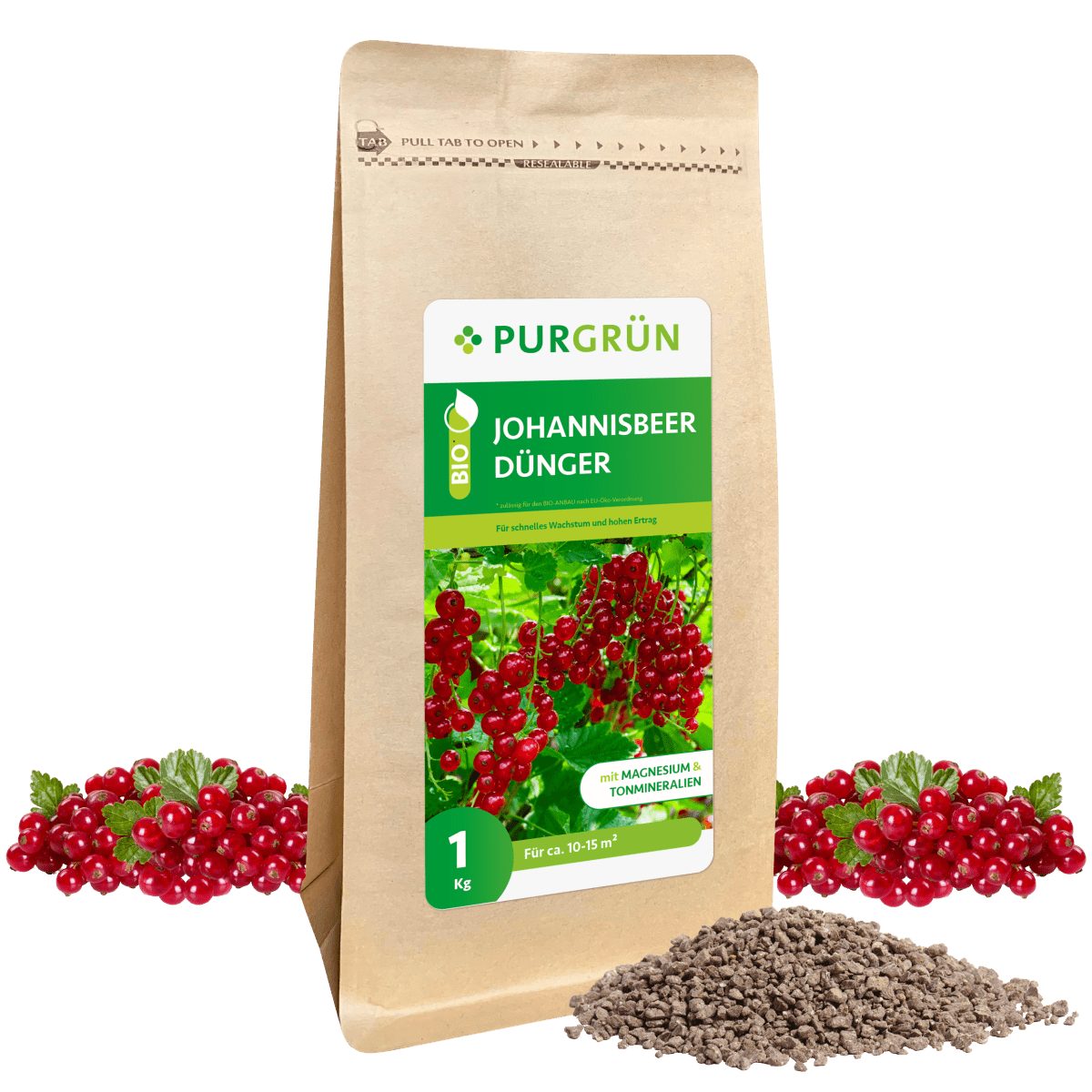 Obstdünger Purgrün Bio Johannisbeer Dünger, NPK 6+3+8, Magnesium, 1 kg