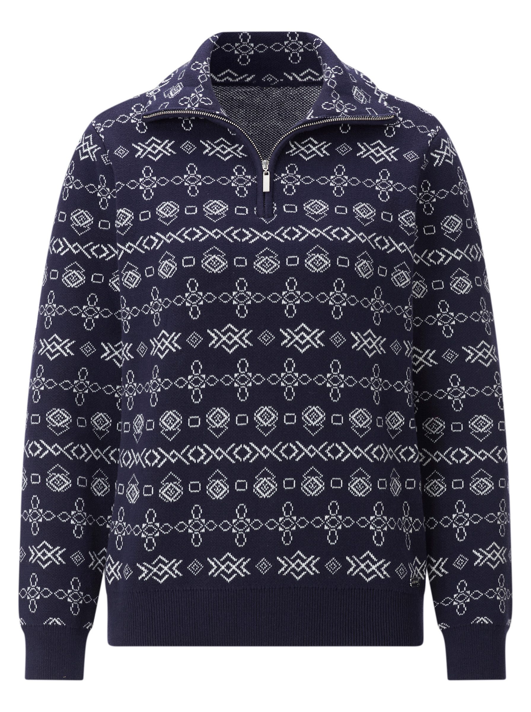 Witt Strickpullover Troyer Langarm Jacquard