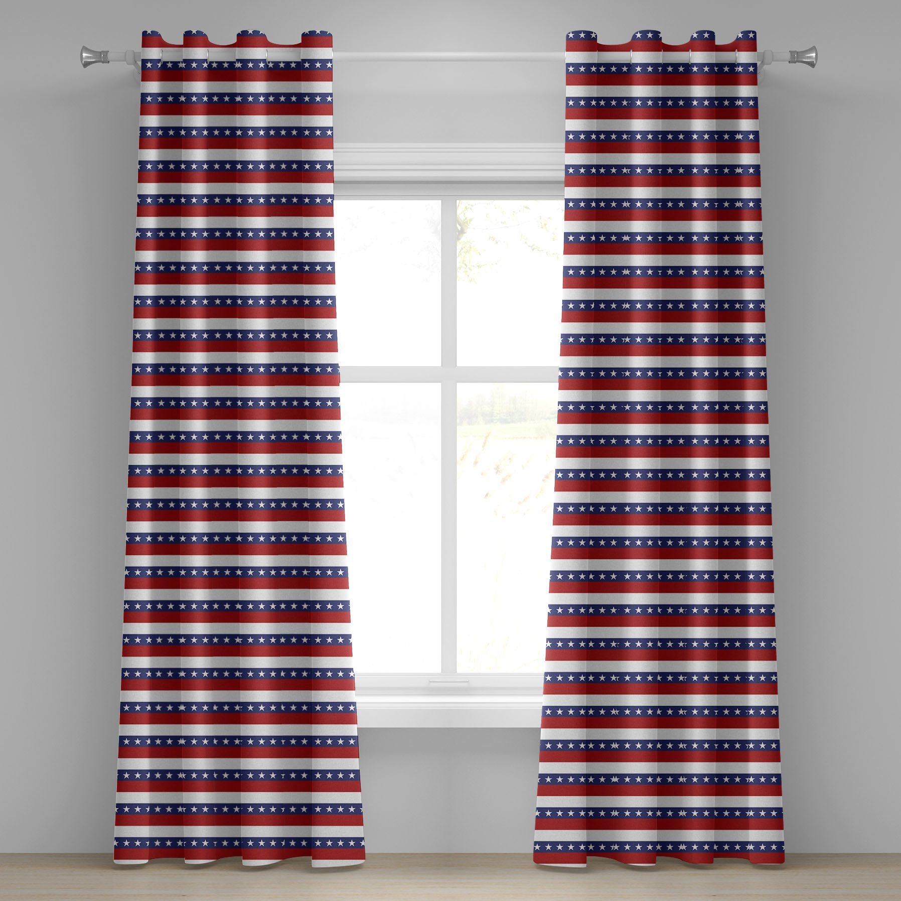 Gardine 4. Schlafzimmer für Motiv 2-Panel-Fenstervorhänge Amerikanische Flagge Dekorative Wohnzimmer, Juli Abakuhaus,