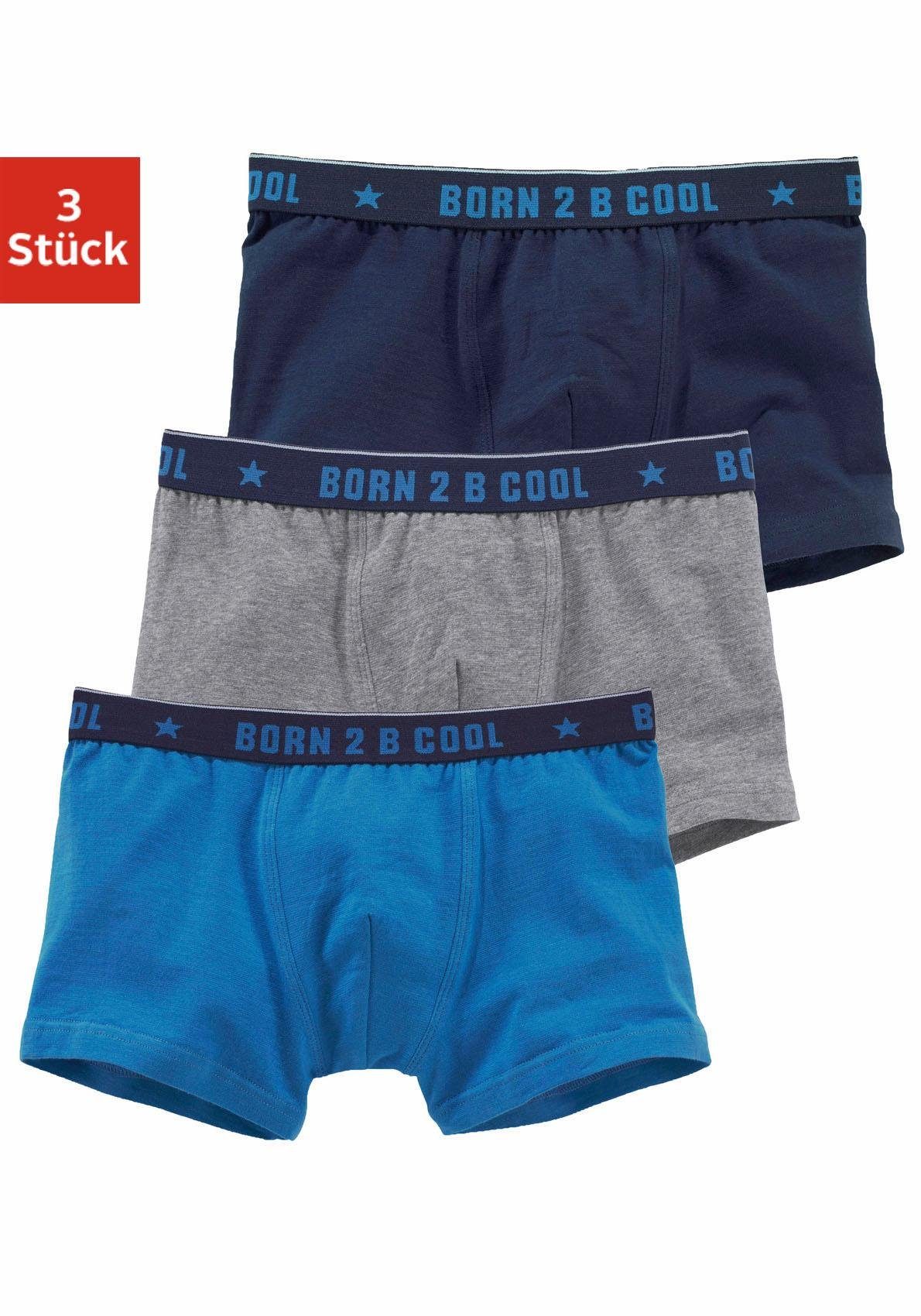 AUTHENTIC UNDERWEAR Boxer Boxershorts für Jungen (Packung, 3-St) mit "BORN 2 B COOL" Bund