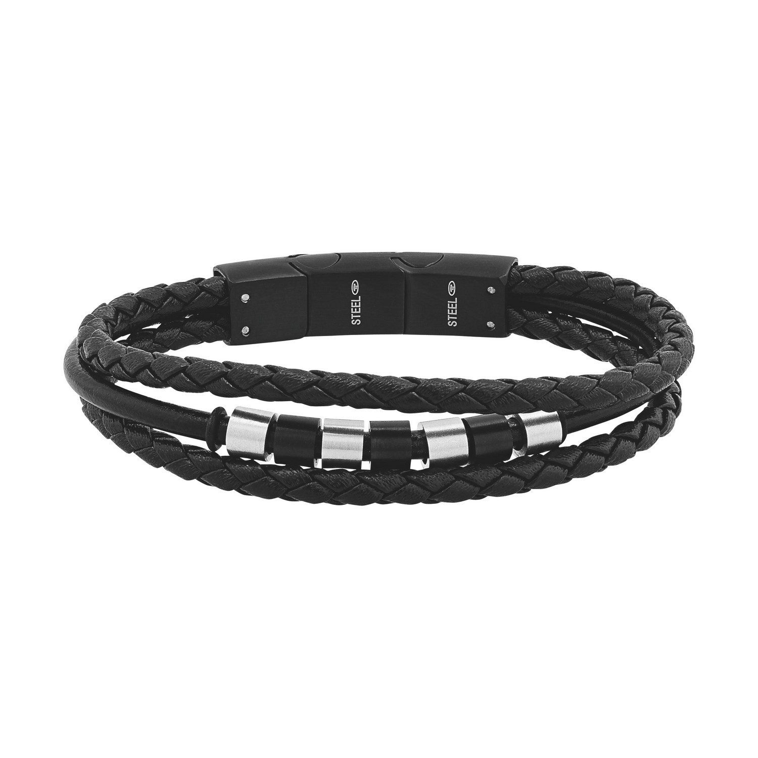 Lederarmband Schmuck Geschenk Edelstahl Leder Kautschuk