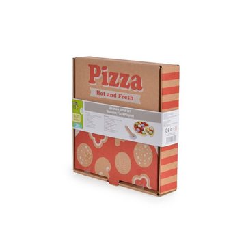 Moni Spiellebensmittel Kinder Pizza-Spielset 4221, Holz Pizzaschneider, Pizzastücke mit Klett